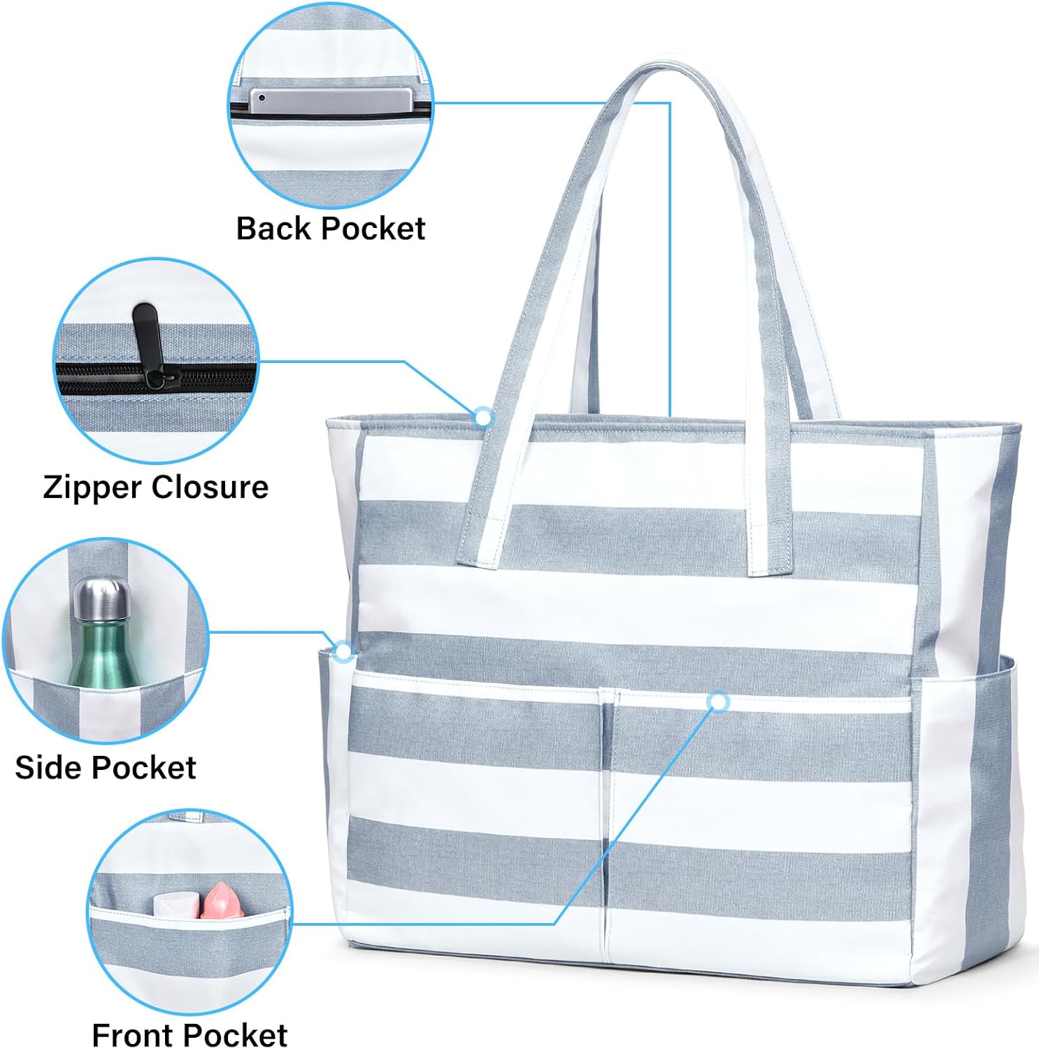 Thumbnail 3 de oscaurt Large Beach Bag with 8 Pockets