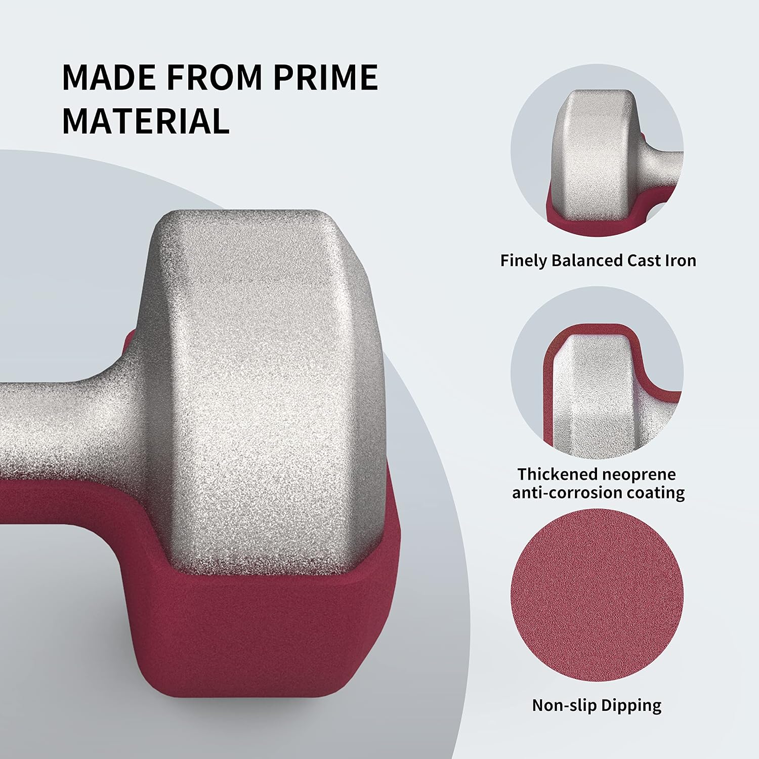 Detalle de PROIRON Anti-Slip Neoprene Dumbbell Pair 1kg–10kg with Stand