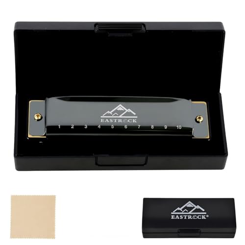 Detalle de Eastrock 10 Trous Harmonica Diatonique en Do – Noir, parfait débutant