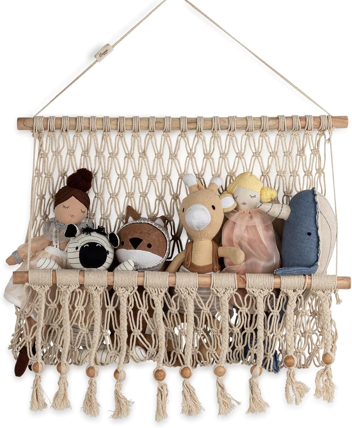 Detalle de Crane Baby BC-180WD-3 Willow Macrame Hanging Storage Bin, Natural Cotton