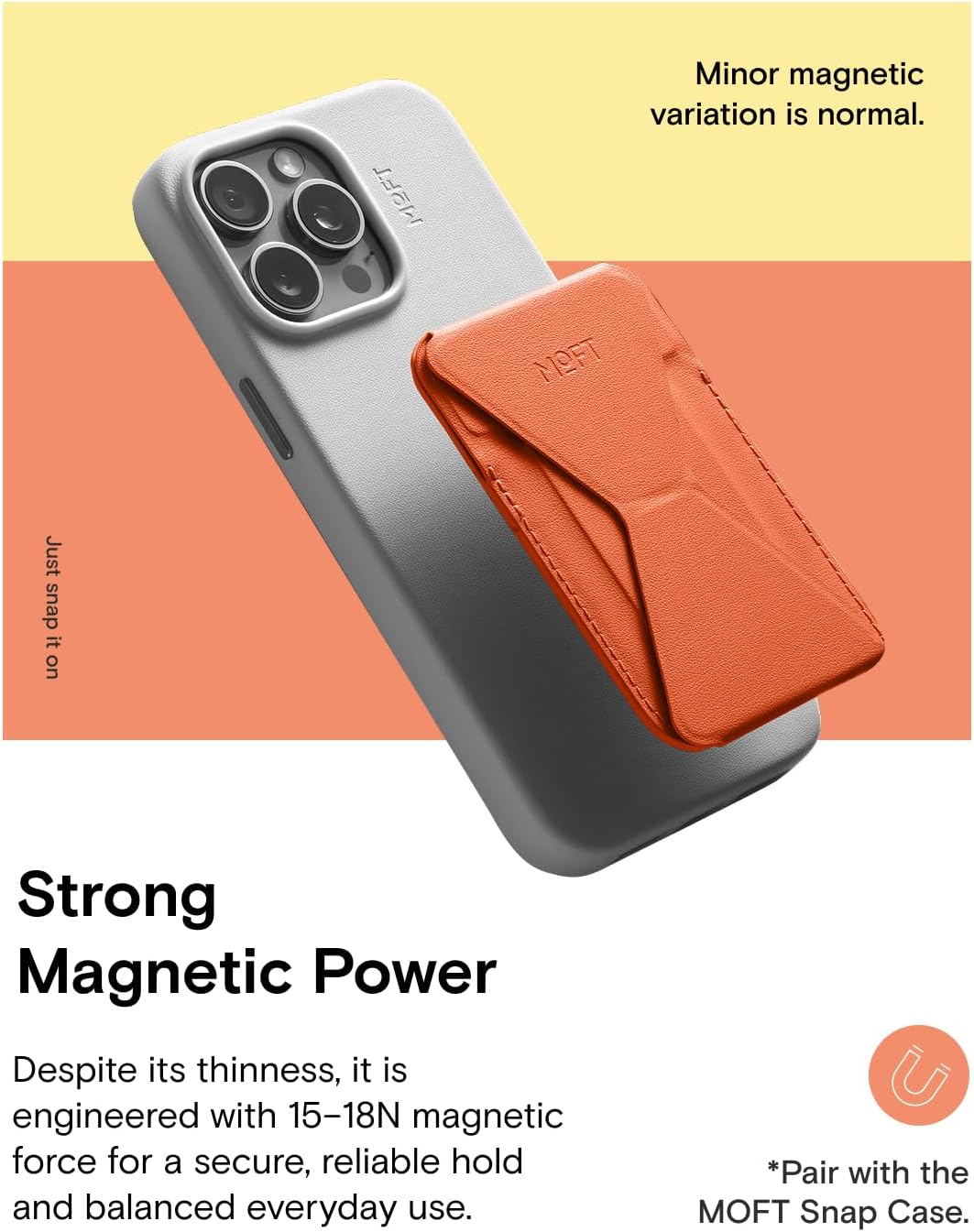 Detalle de MOFT Magnetic Wallet Stand for iPhone 12–17 Series with MagSafe, Sunrise