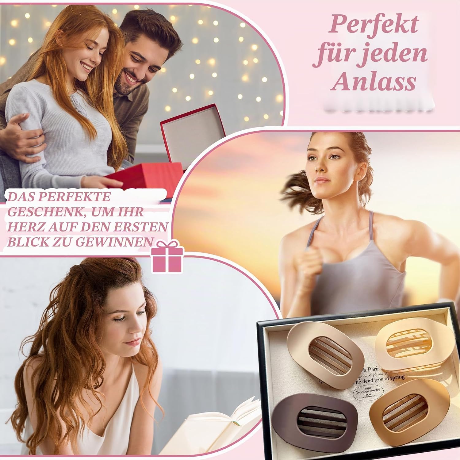 Detalle de 8 Stück Flache Haarklammer Set mit Entenschnabel – Rutschfeste Clips in vielseitigen Farben