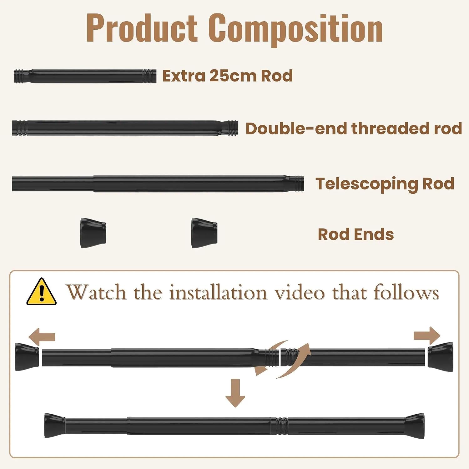 Detalle 2 de Rod&Trikin NO4-8089-14 telescopische douchestang, wit, 85–190 cm