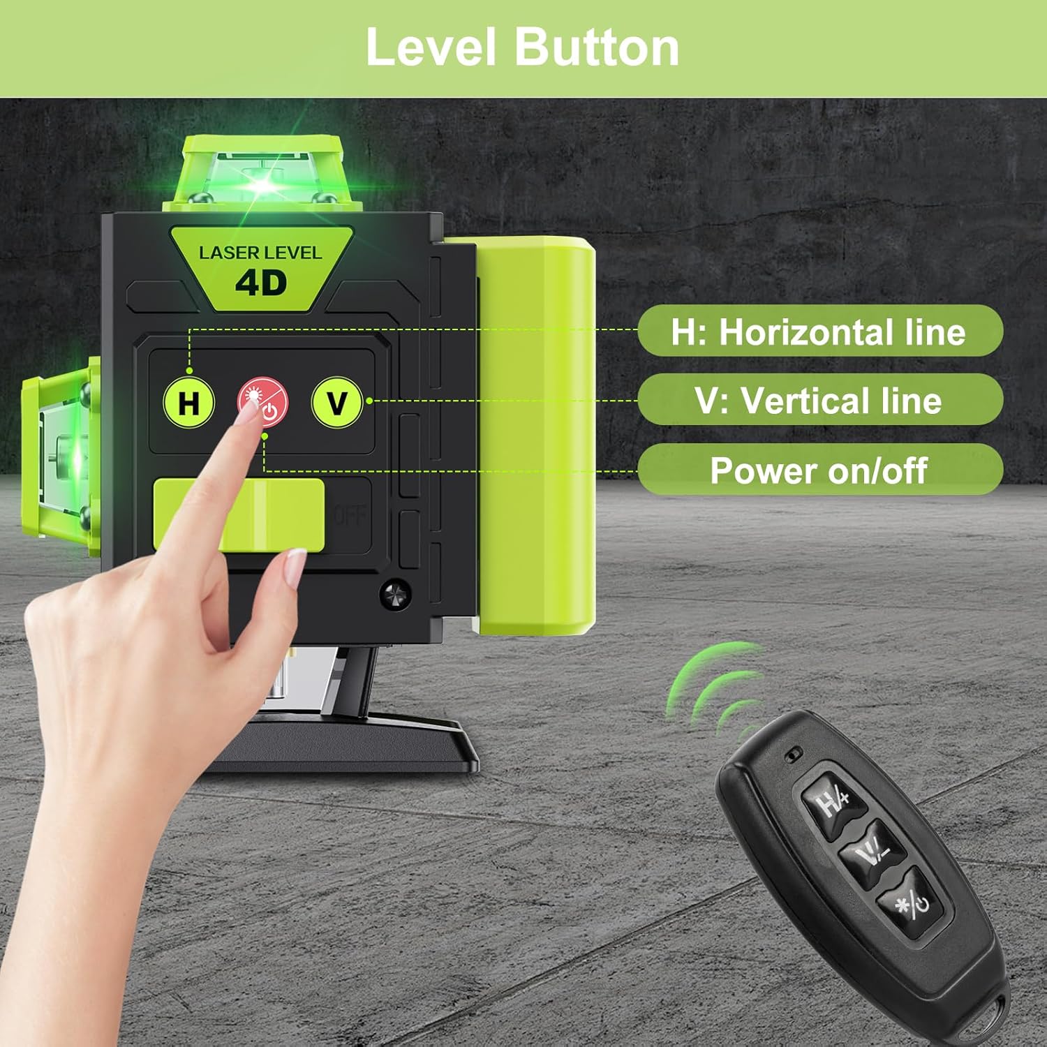 Thumbnail 4 de Livella Laser Autolivellante 16 Linee 4x360° Verde – Standalone, con Telecomando e Accessori