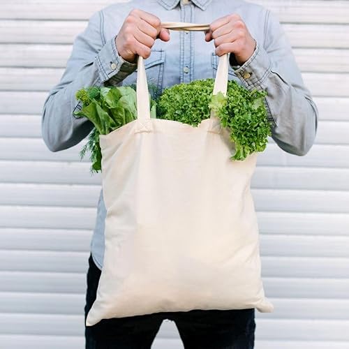 Thumbnail 5 de SAKETOS Sac en coton non imprimé pour courses et projets créatifs – 38 x 42 cm, lot de 10 pièces