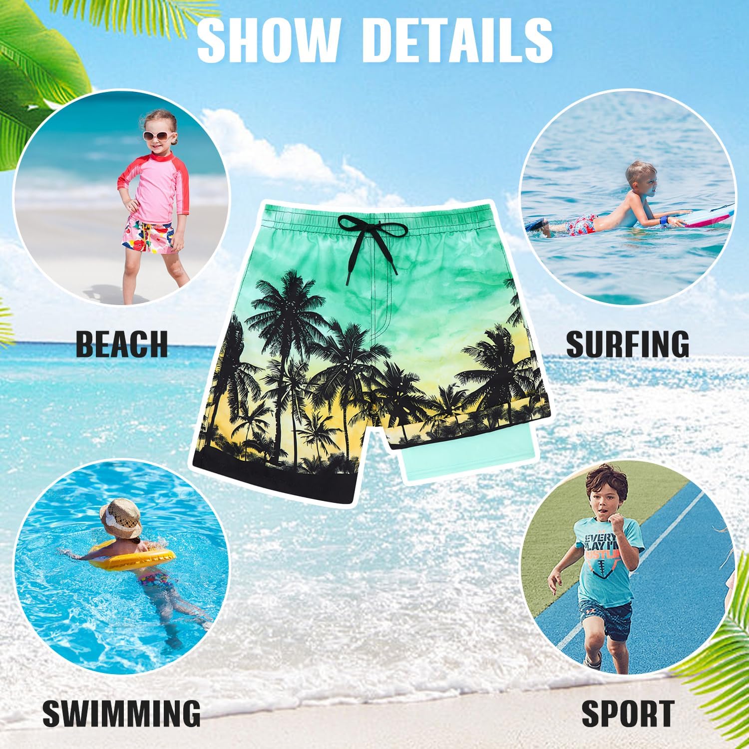 Thumbnail 5 de kids4ever Badehose Jungen 2 in 1 – Schnelltrocknende Badeshorts mit Kompression Liner, 7–18 Jahre