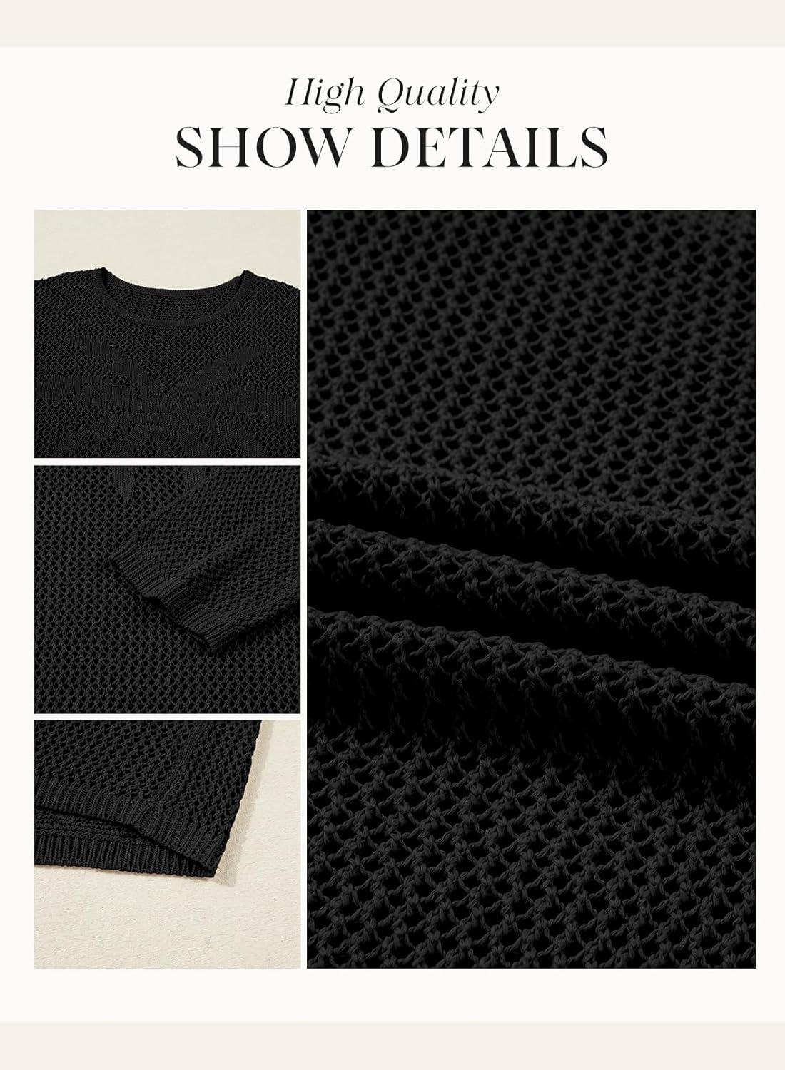 Thumbnail 4 de Dokotoo Women's 2026 Summer Crochet Hollow Out Long Sleeve Crewneck Pullover Shirt Beach Coverup