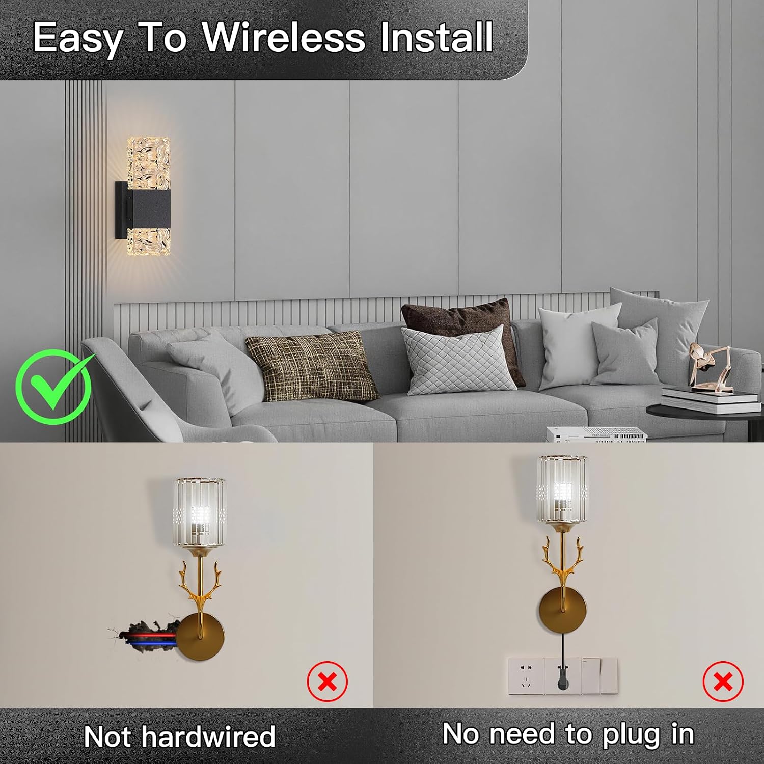 Detalle 2 de Camuucci rechargeable wall sconce, 9.3-inch