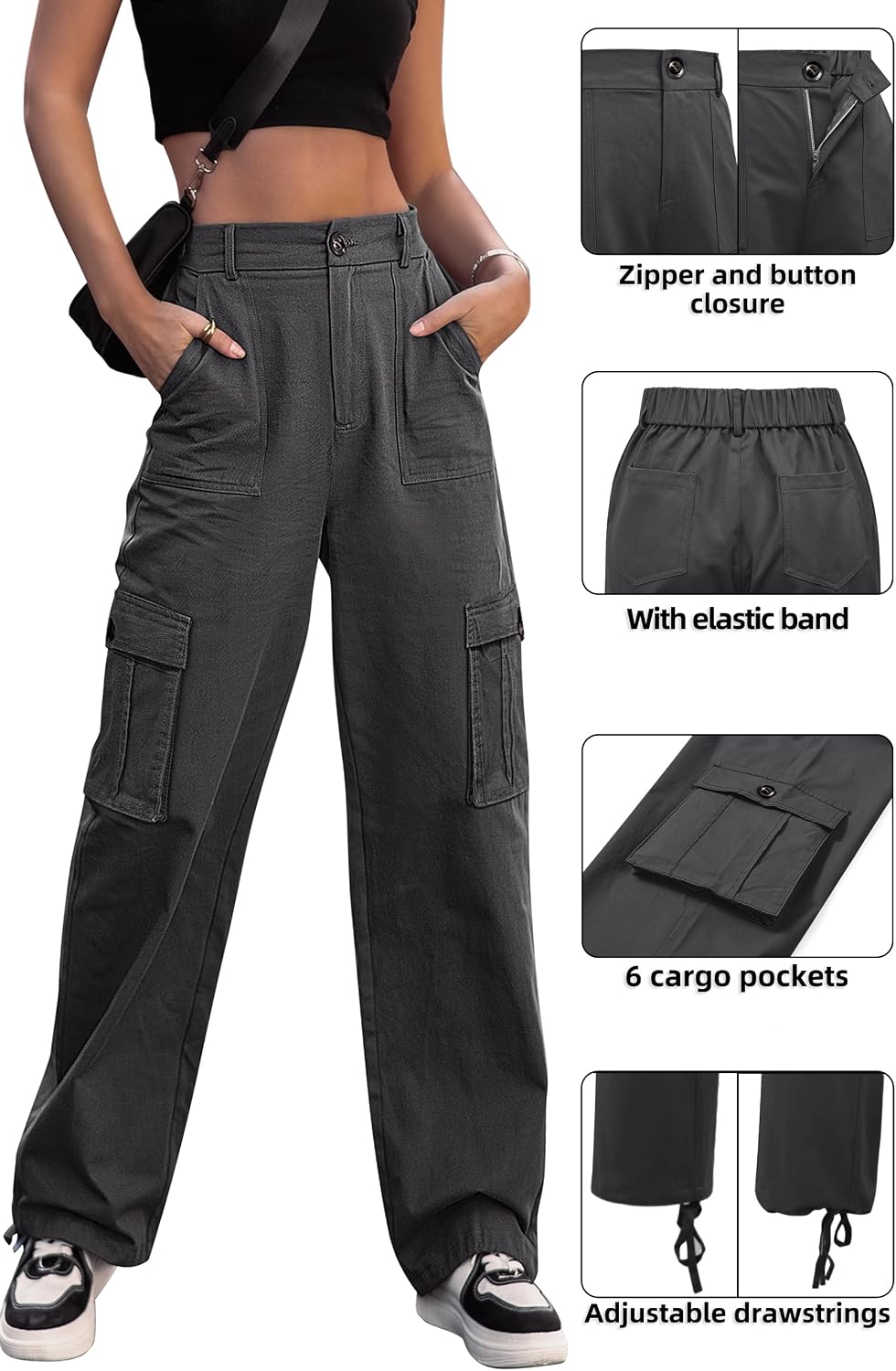 Detalle 1 de Breampot women cargo trousers, high waist