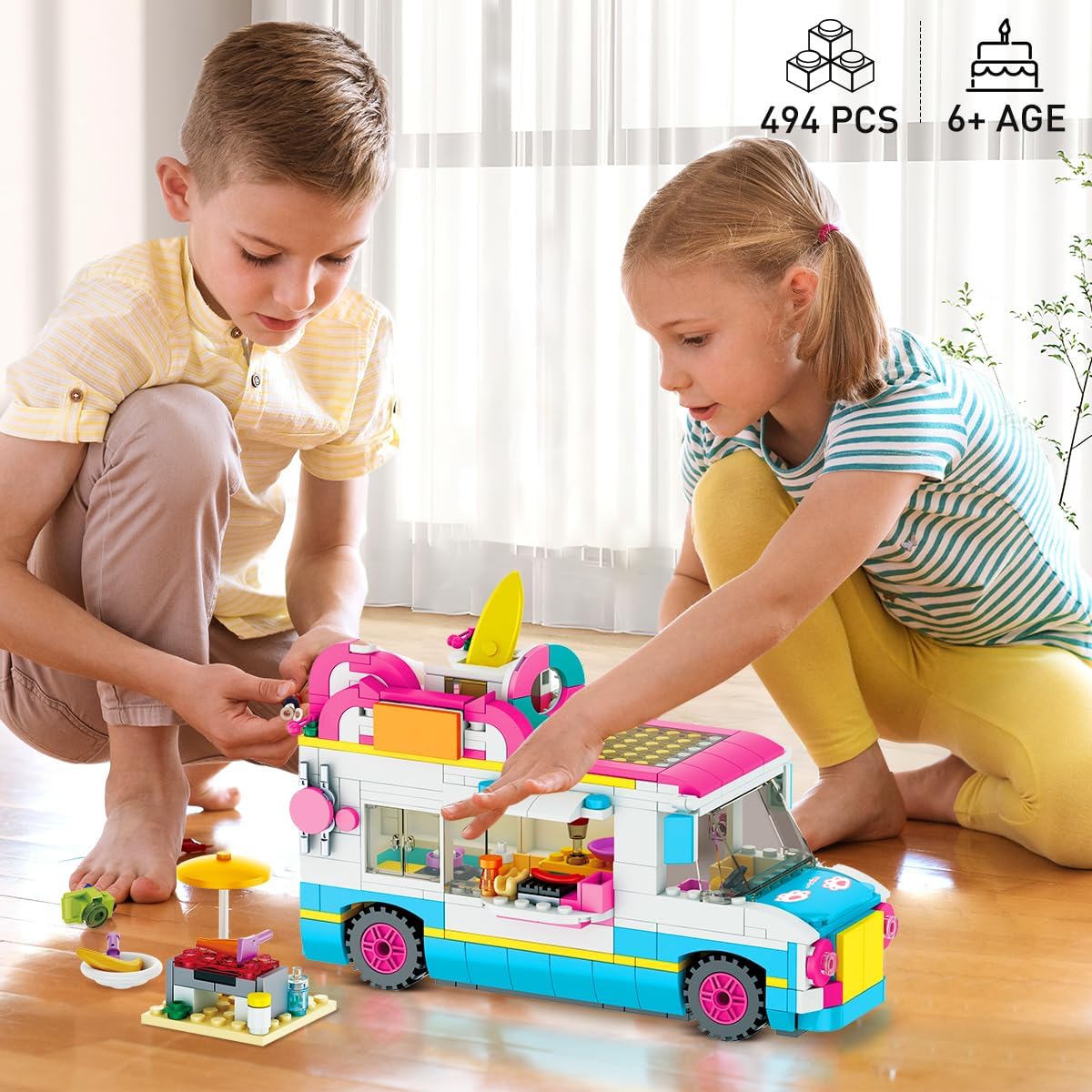 Detalle 2 de CUBIMANA 3-in-1 Wohnmobil Bausteine 494 Teile đ§©