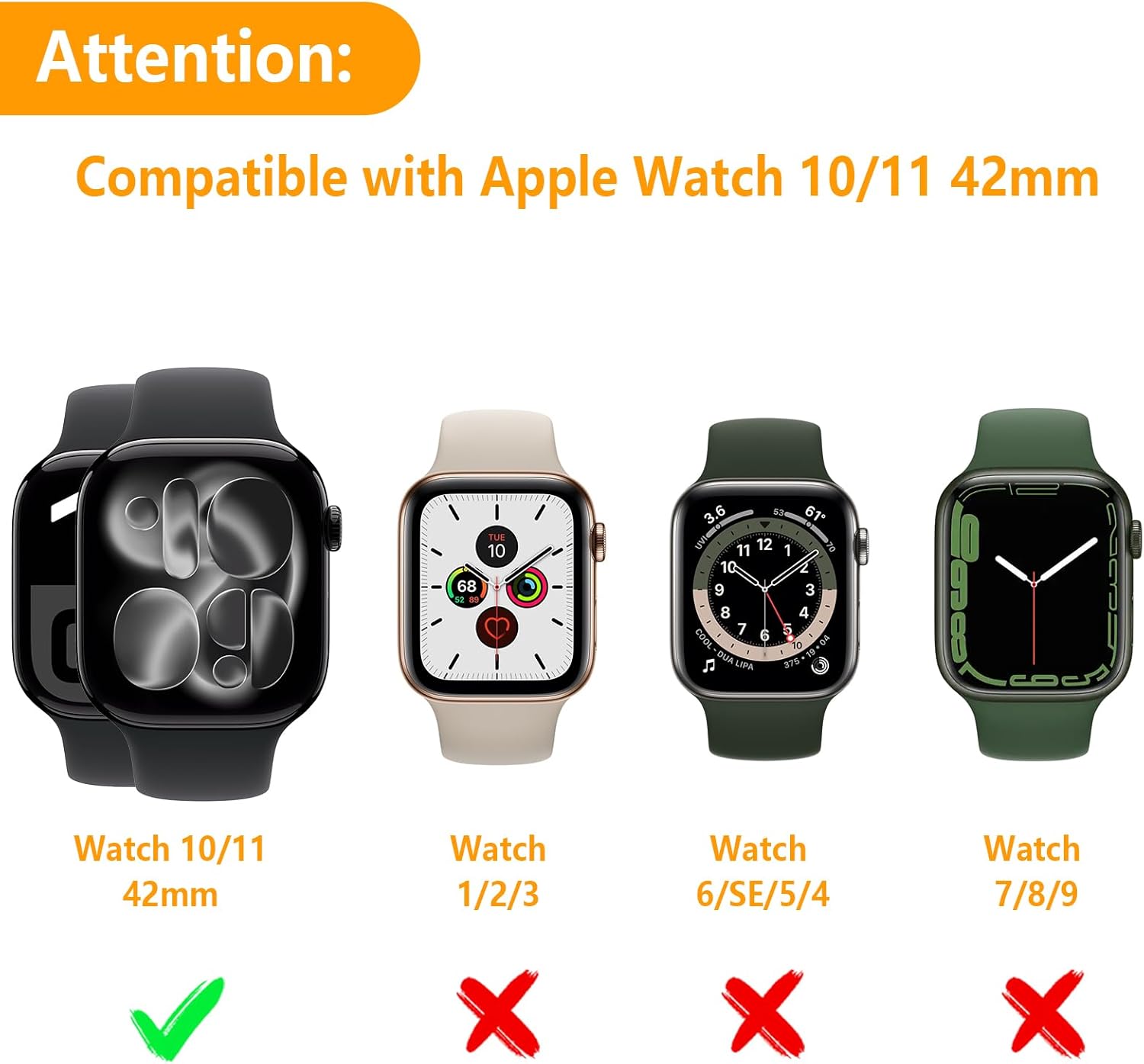 Thumbnail 1 de Hianjoo 2-Pack TPU screen protectors for Apple Watch Series 11/10 (42mm) with clear/rose pink bumper case