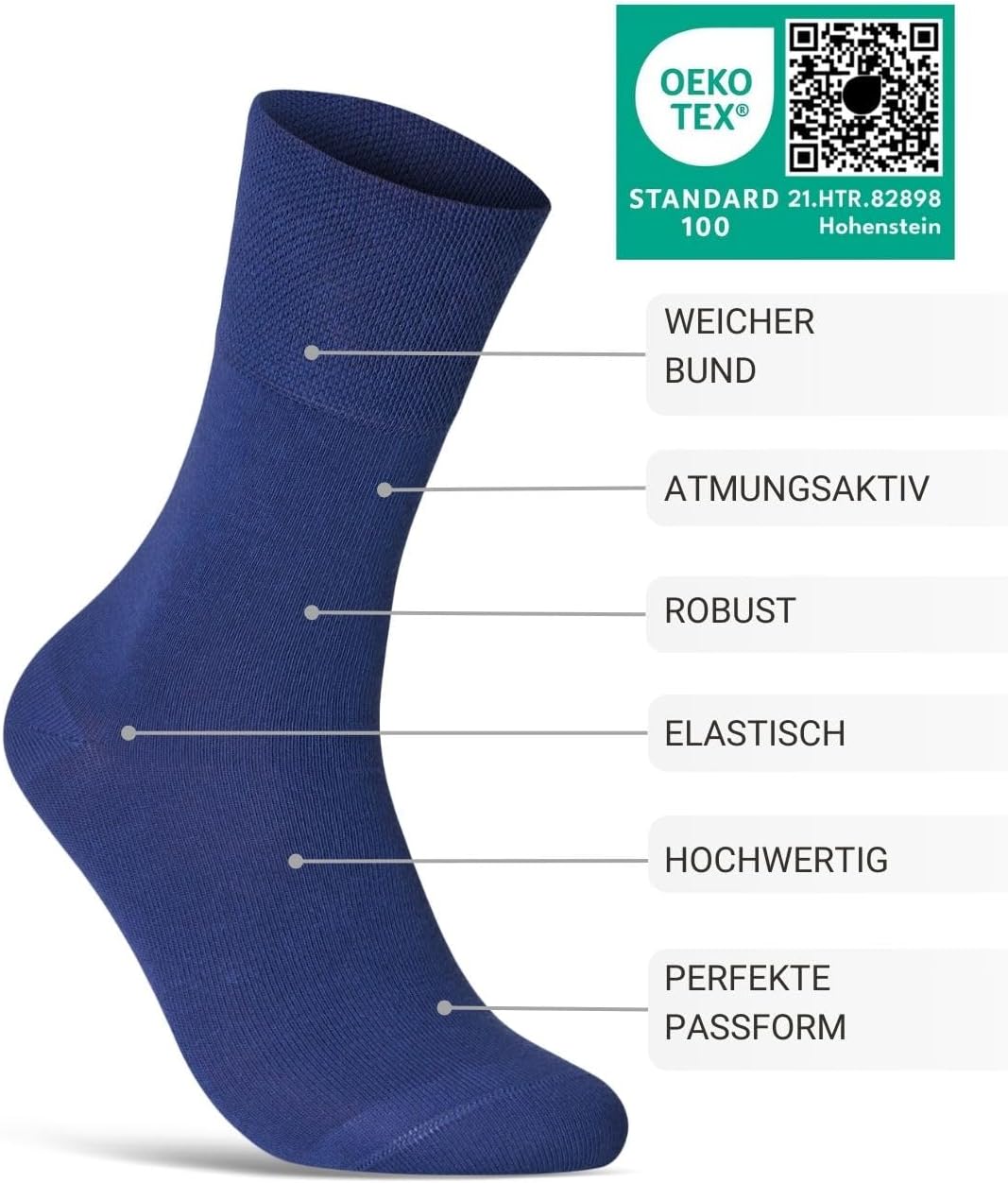 Detalle 2 de sockenkauf24 Diabetikersocken 6 Paar 97% Baumwolle
