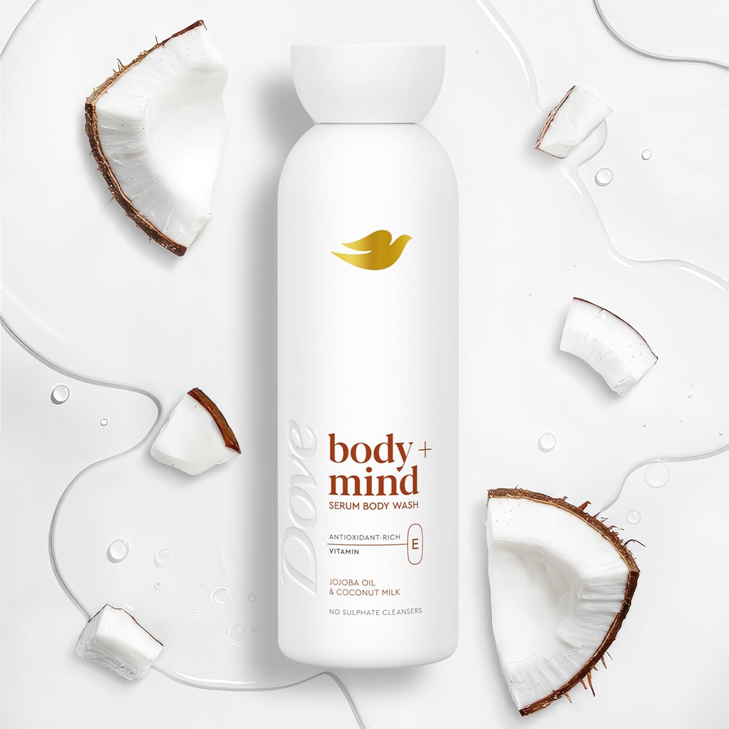 Detalle de Dove Gel Doccia Siero con Vitamina E – idratazione 24h e note di jojoba e latte di cocco, 350 ml