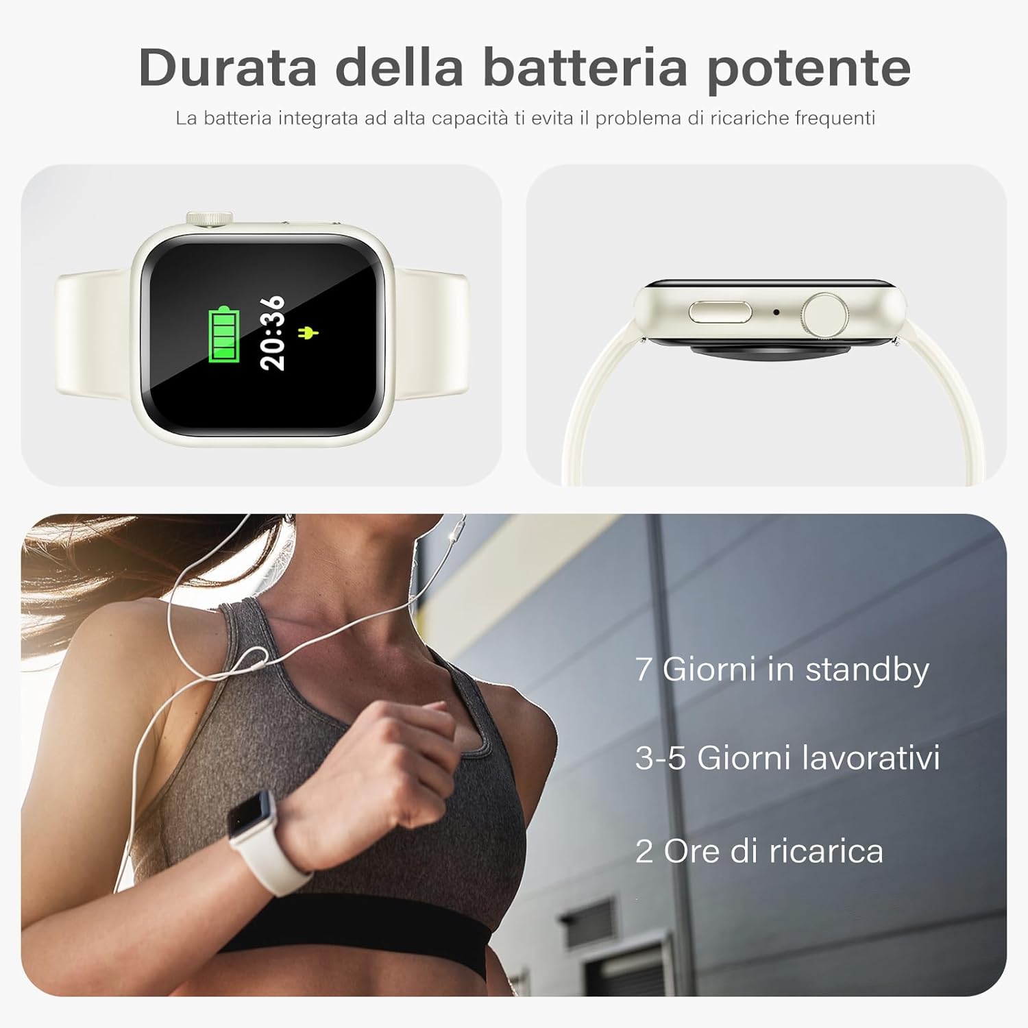Detalle 2 de zaisia Smartwatch Uomo Donna 1,85'' – Chiamate, Salute e Sport, IP68
