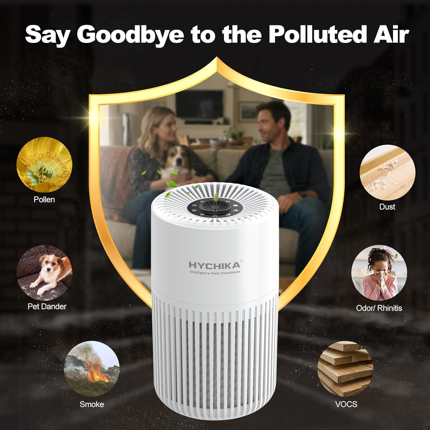 Thumbnail 2 de HYCHIKA bedroom air purifier with HEPA filter, fragrance sponge and 3 speeds (quiet HEPA cleaner)
