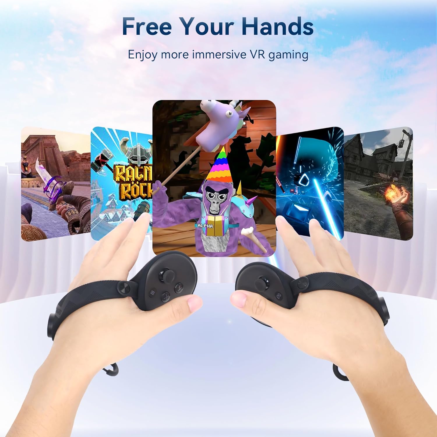 Detalle de AMVR Extended Controller-Griffabdeckung für Meta/Oculus Quest 3S & Quest 3 – inkl. Batterieöffnungsabdeckung und Knöchelriemenschutz