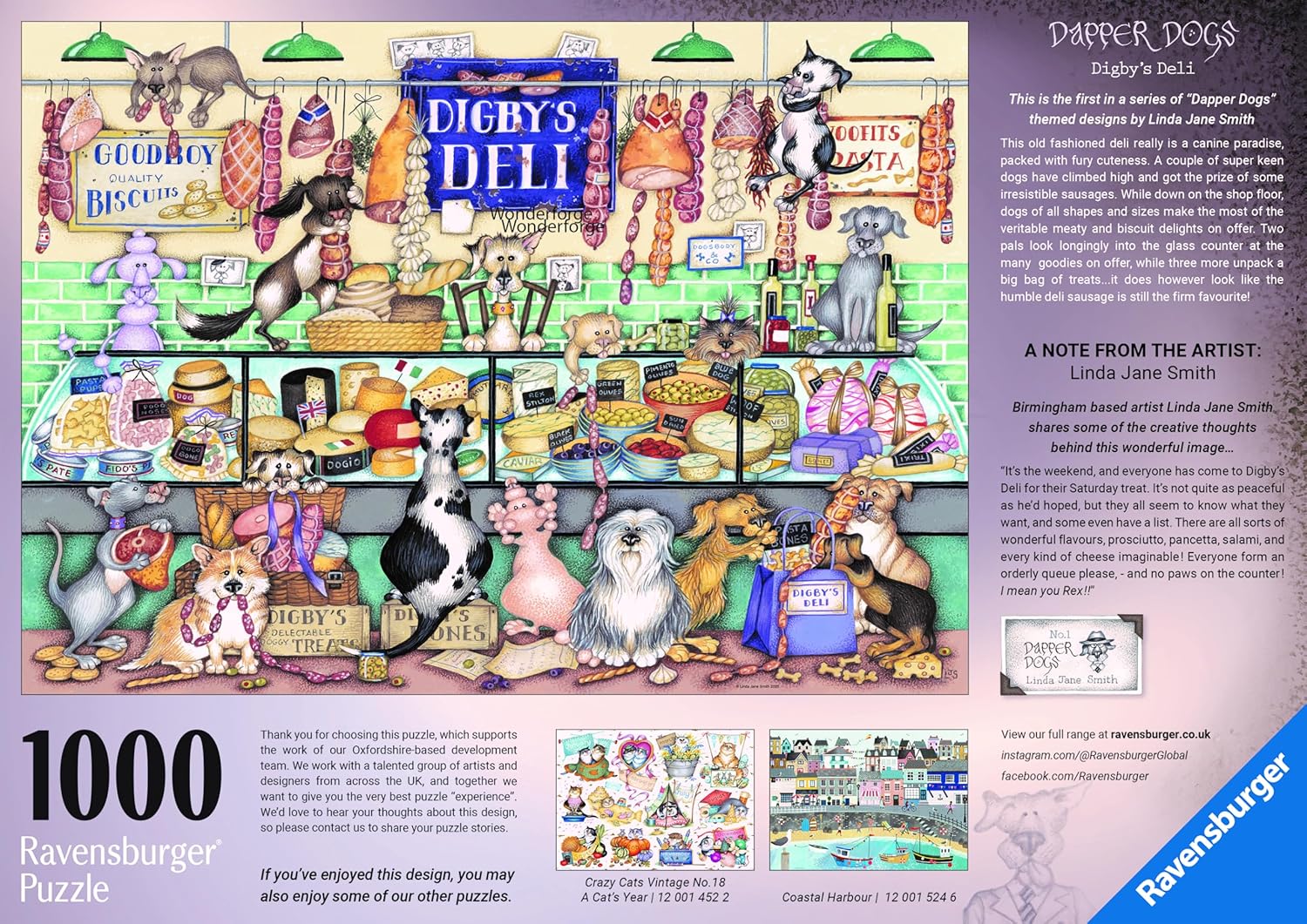 Detalle 2 de Ravensburger Dapper Dogs No.1: Digby’s Deli 1000 Piece Jigsaw Puzzle