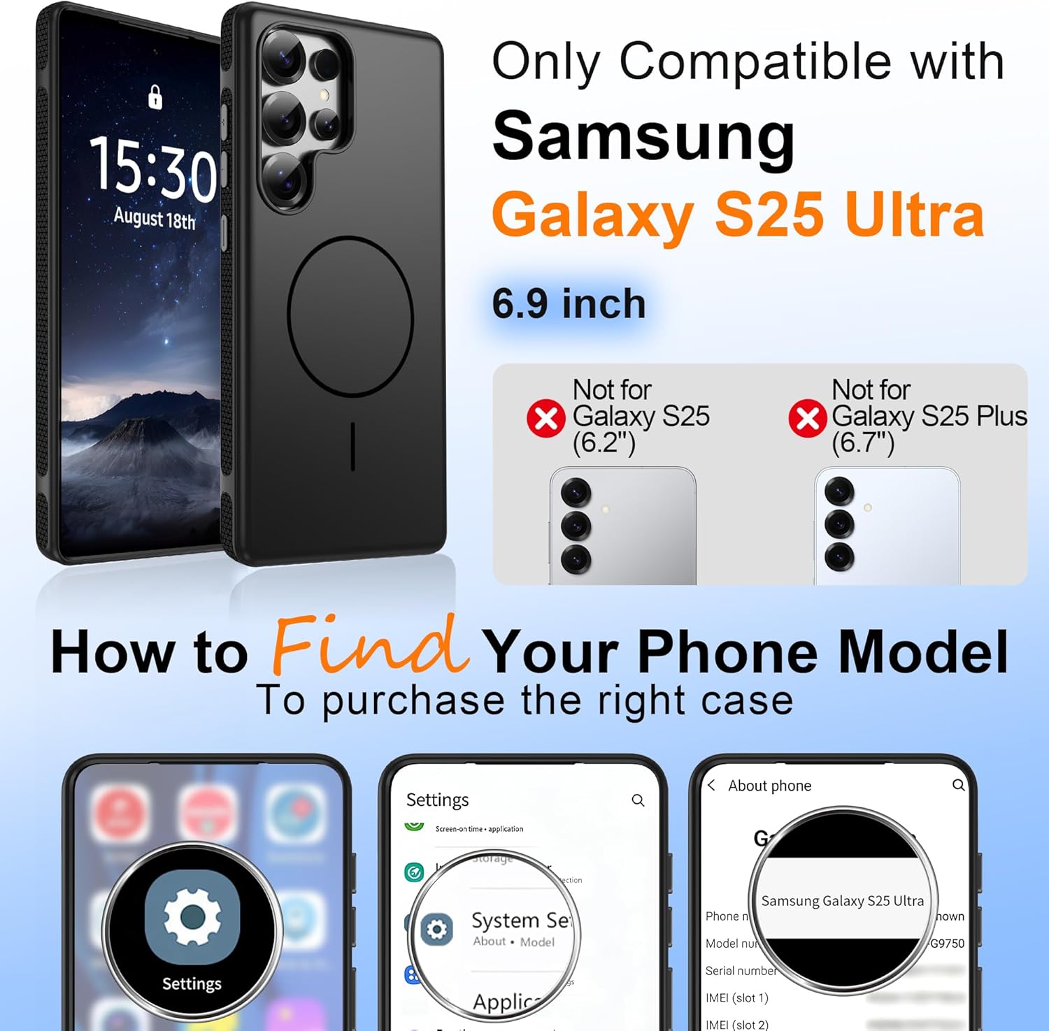 Detalle de Pilaru Magnetic Case for Samsung S25 Ultra with 2x Screen Protectors