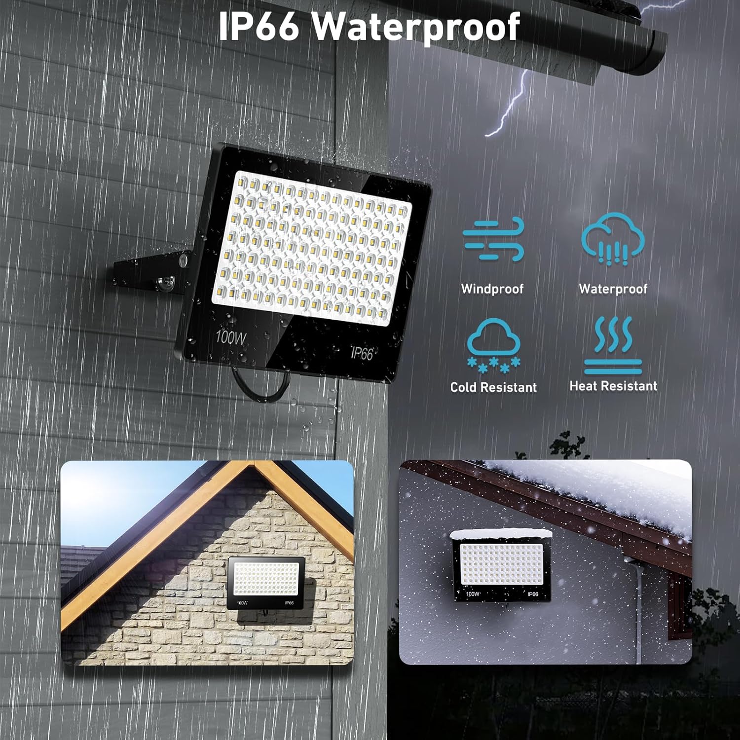 Detalle de Projecteur LED Extérieur 100W – 10000 LM, 6500K, IP66, 105 LEDs
