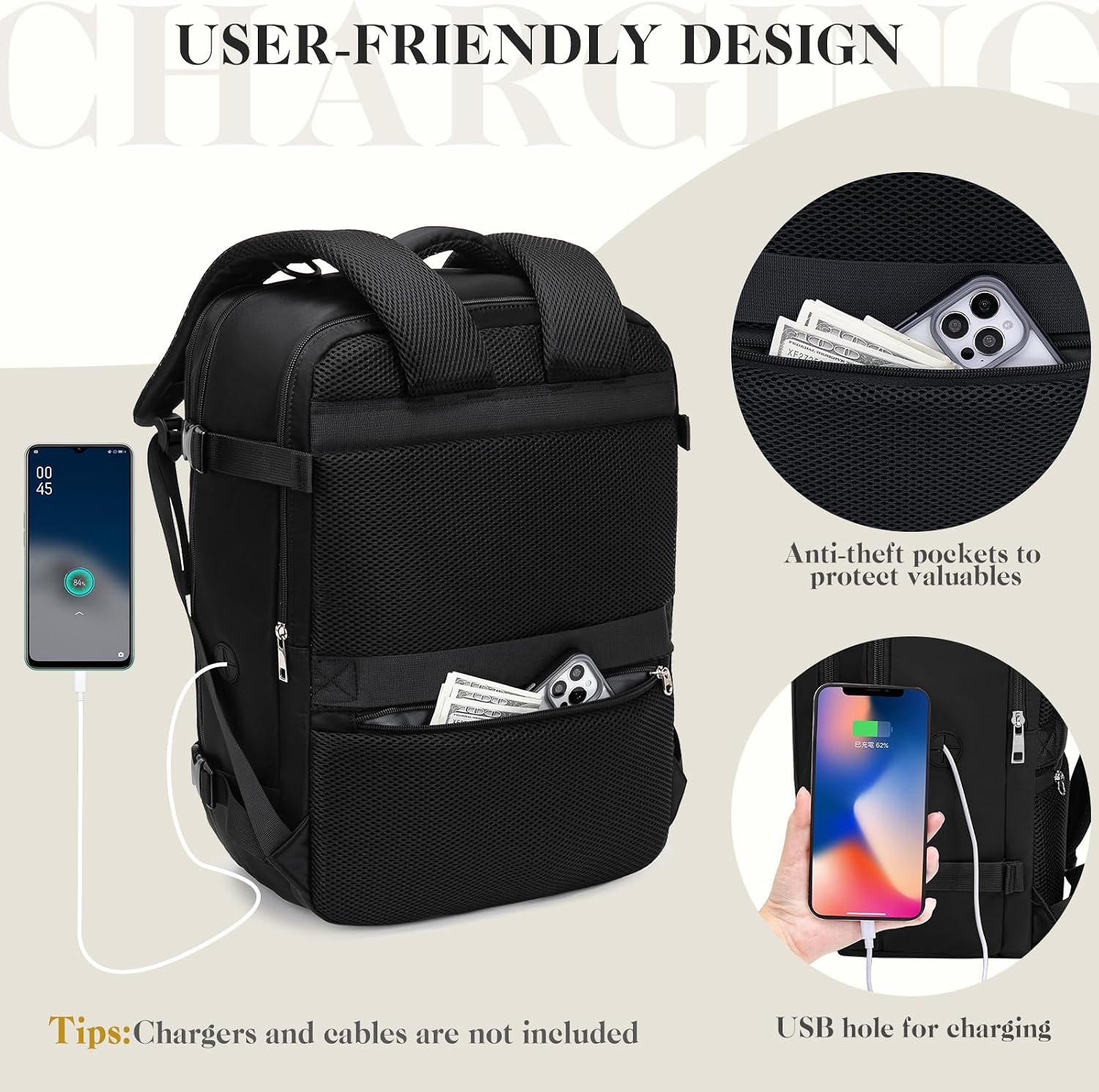 Detalle de Hayayu for Easyjet Cabin Bag 45x36x20 carry-on backpack
