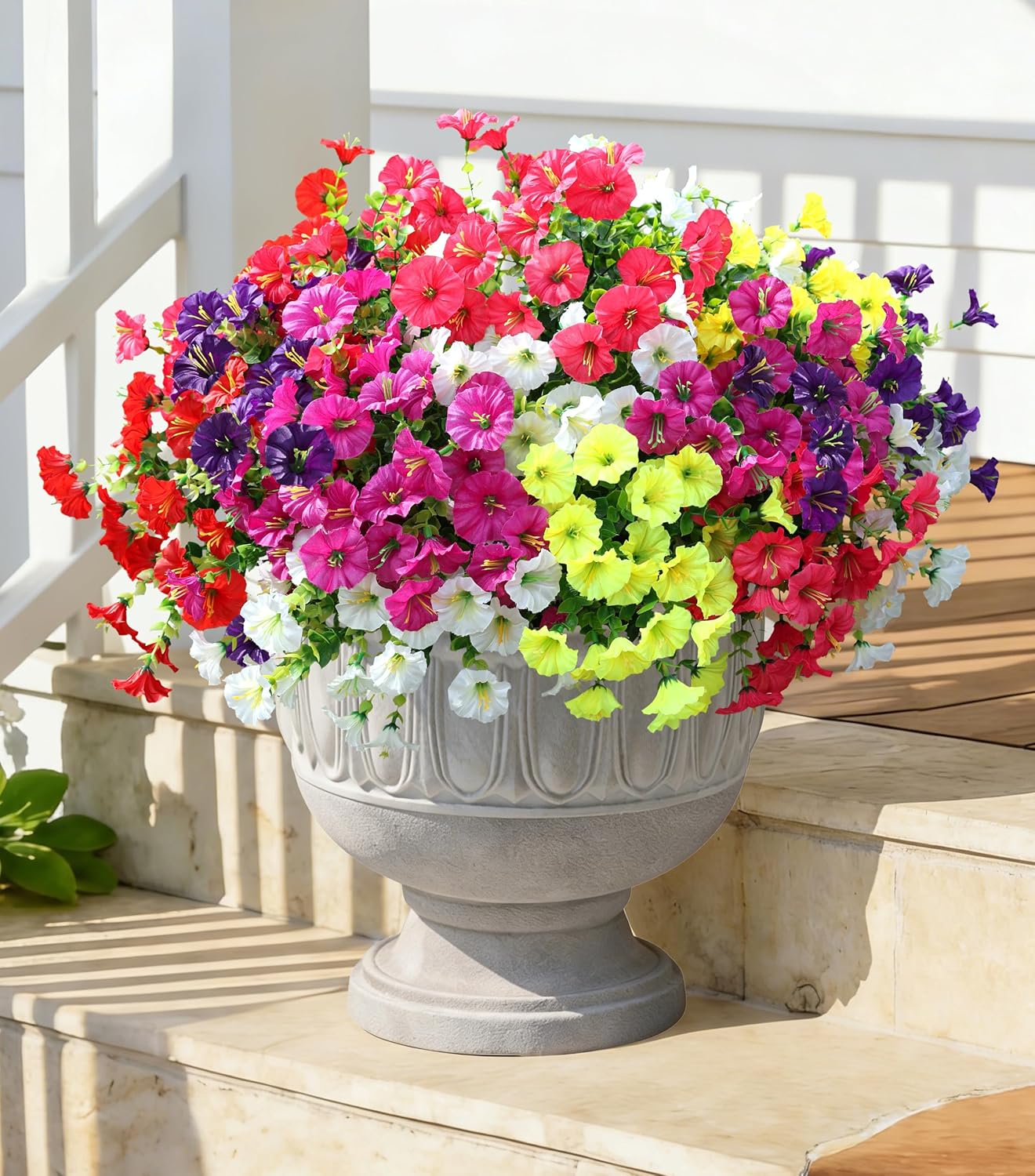 Thumbnail 3 de 12 Bundles Silk Morning Glory & Eucalyptus Artificial Flowers for Outdoor Decoration (UV Resistant, No Fade)