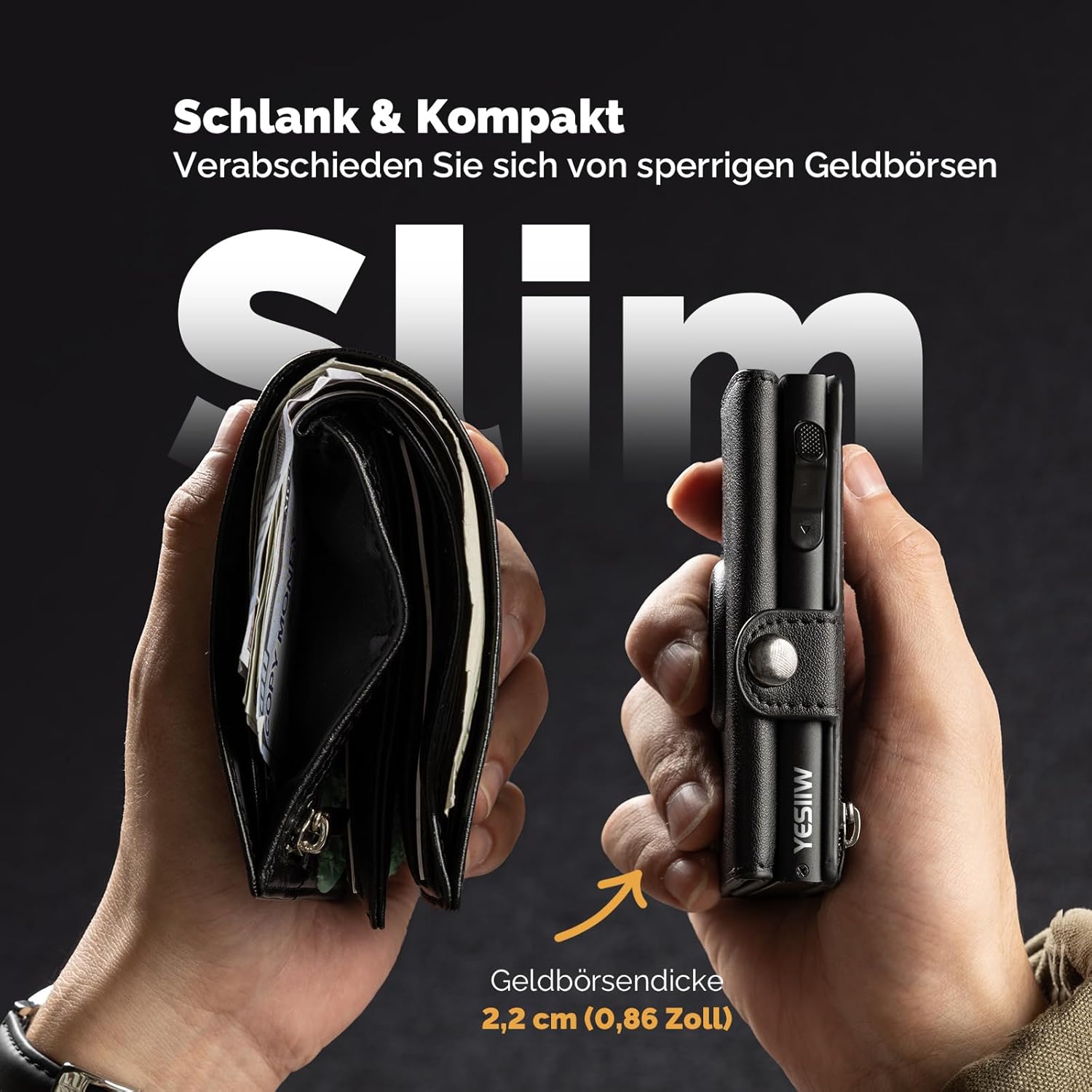 Detalle 1 de YESIIW Slim Wallet Herren RFID