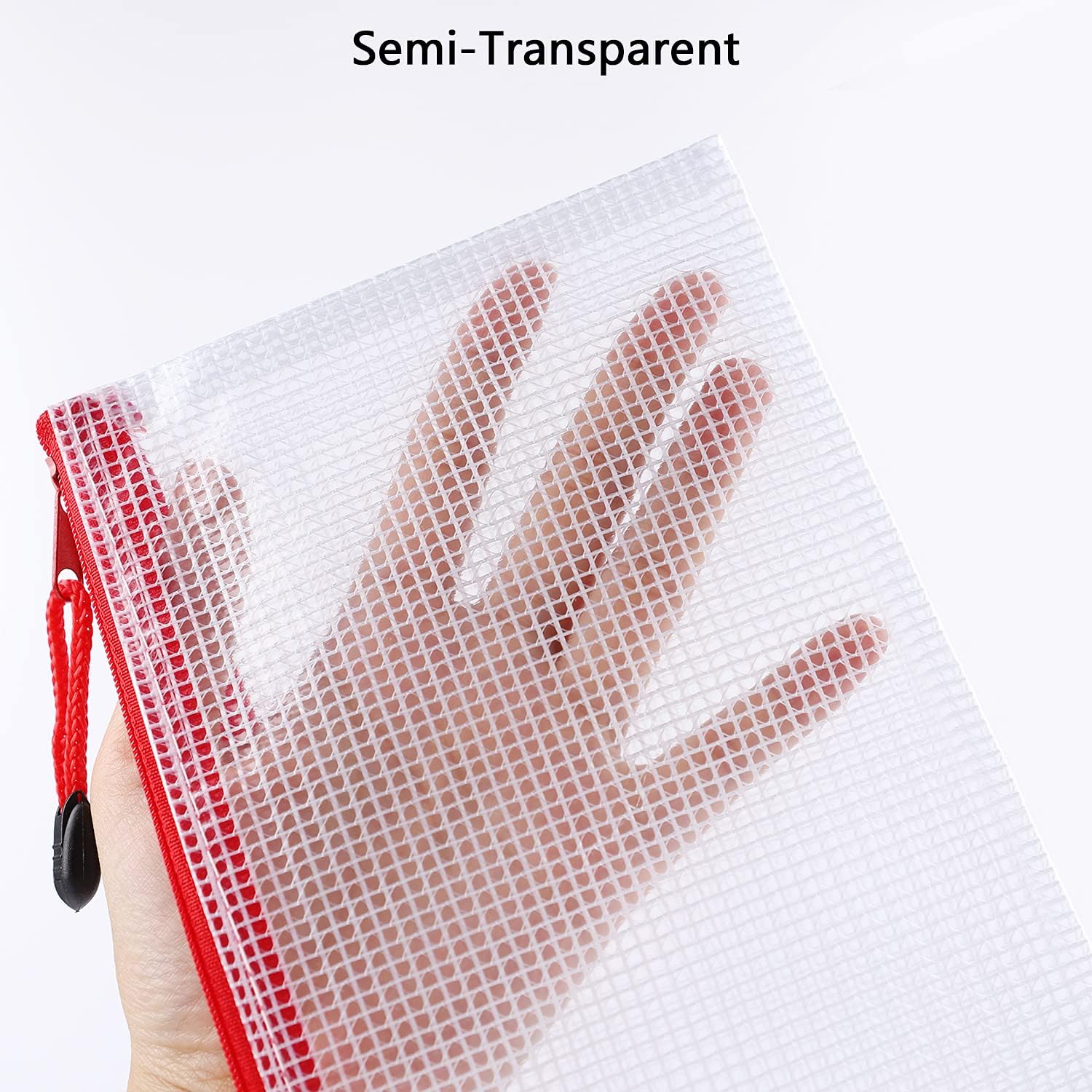 Detalle de 24Pcs A6 Plastic Wallet Clear Pencil Case Mesh Document Bag in 12 Colours