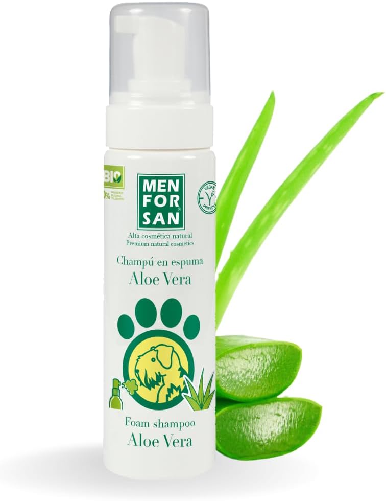 Menforsan Shampooing Aloe Vera mousse – Nettoyage sans eau pour chiens et chats