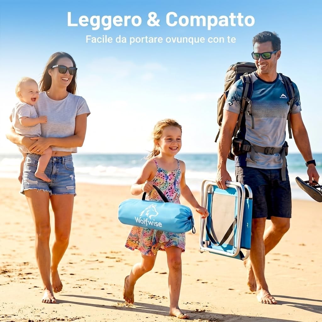 Thumbnail 6 de Wolfwise Tenda da Spiaggia UPF 50+ per Famiglia – 3 Persone, Blu, Finestre Ventilate e Pavimento Estensibile
