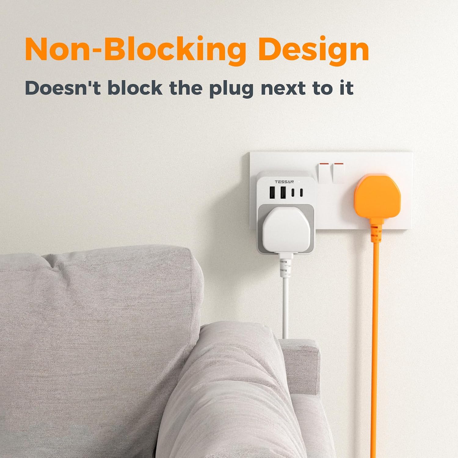 Thumbnail 4 de TESSAN USB C Plug Adaptor UK 3250W multi-plug socket 🔌