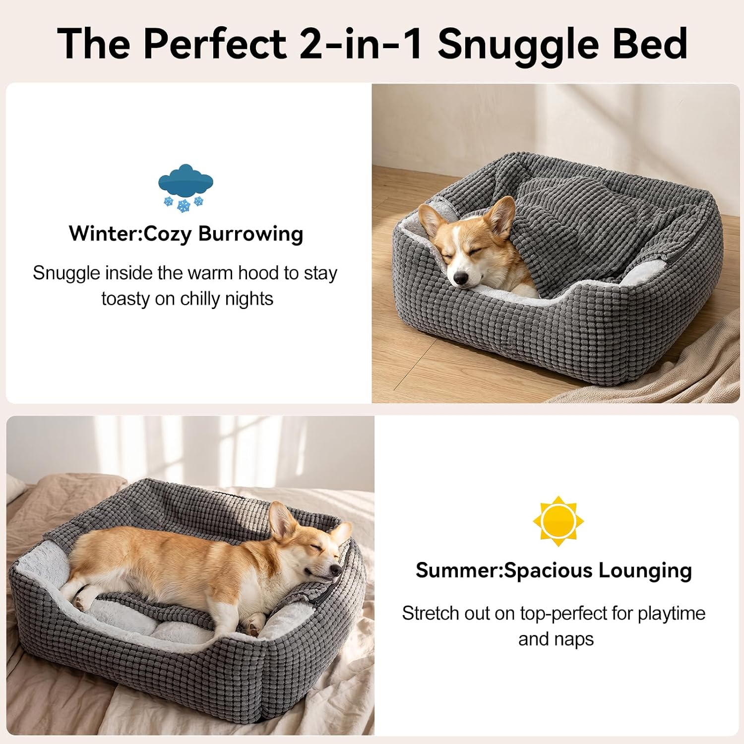 Detalle 2 de GASUR Hooded Dog Bed, 35 Inches