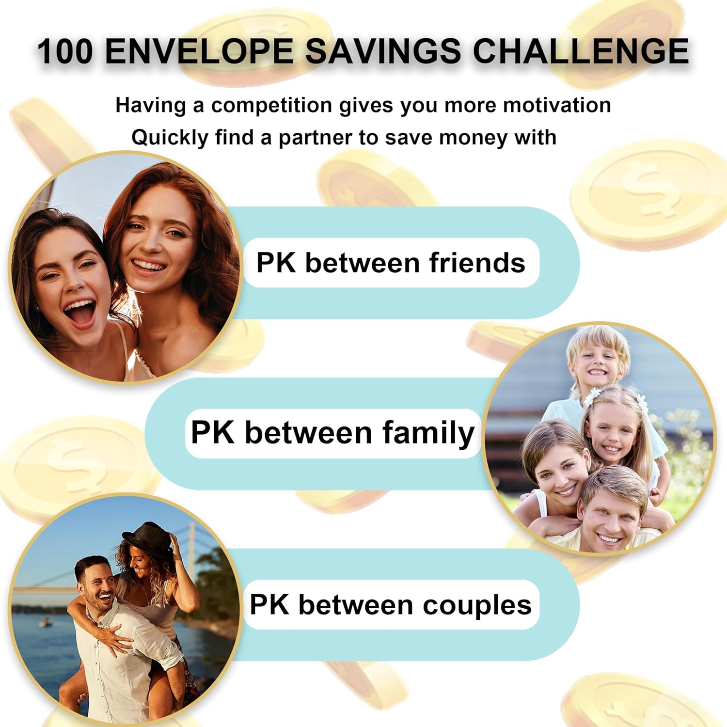 Detalle de APMFHO 100 Days Money Saving Challenge Envelope Binder