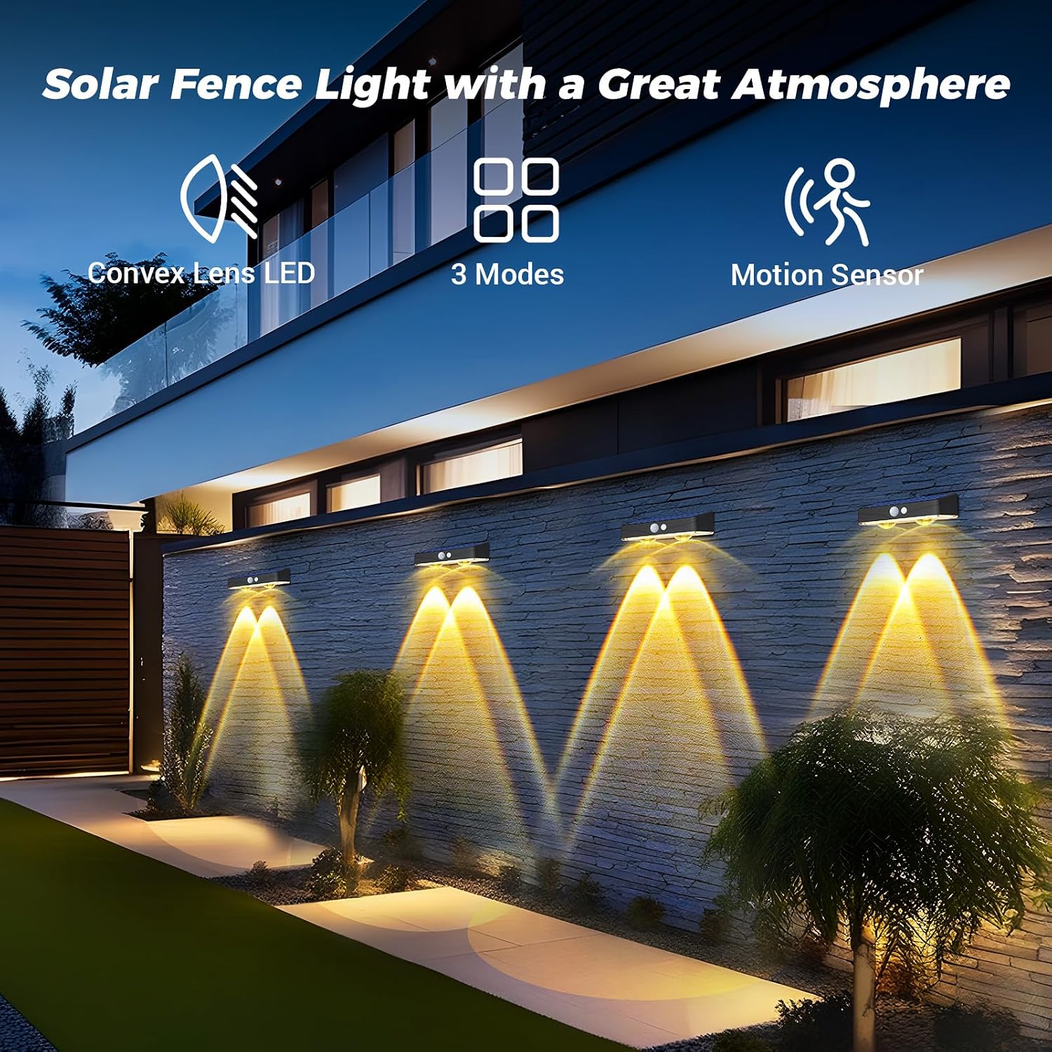 Thumbnail 6 de Kolpop Solar Fence Lights Outdoor Garden (2-Pack) with 60 Lumen Motion Sensor IP65, 3 Modes