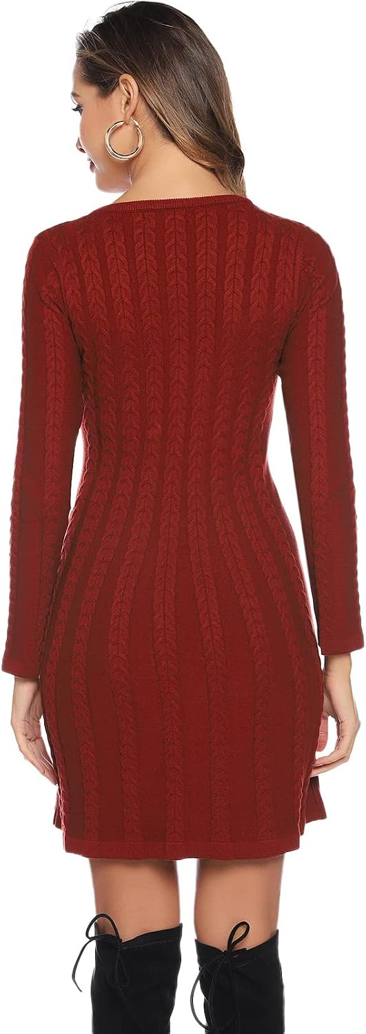 Detalle 2 de Gyabnw Damen Rollkragen Strickkleid Winterkleid Elegant Midikleid