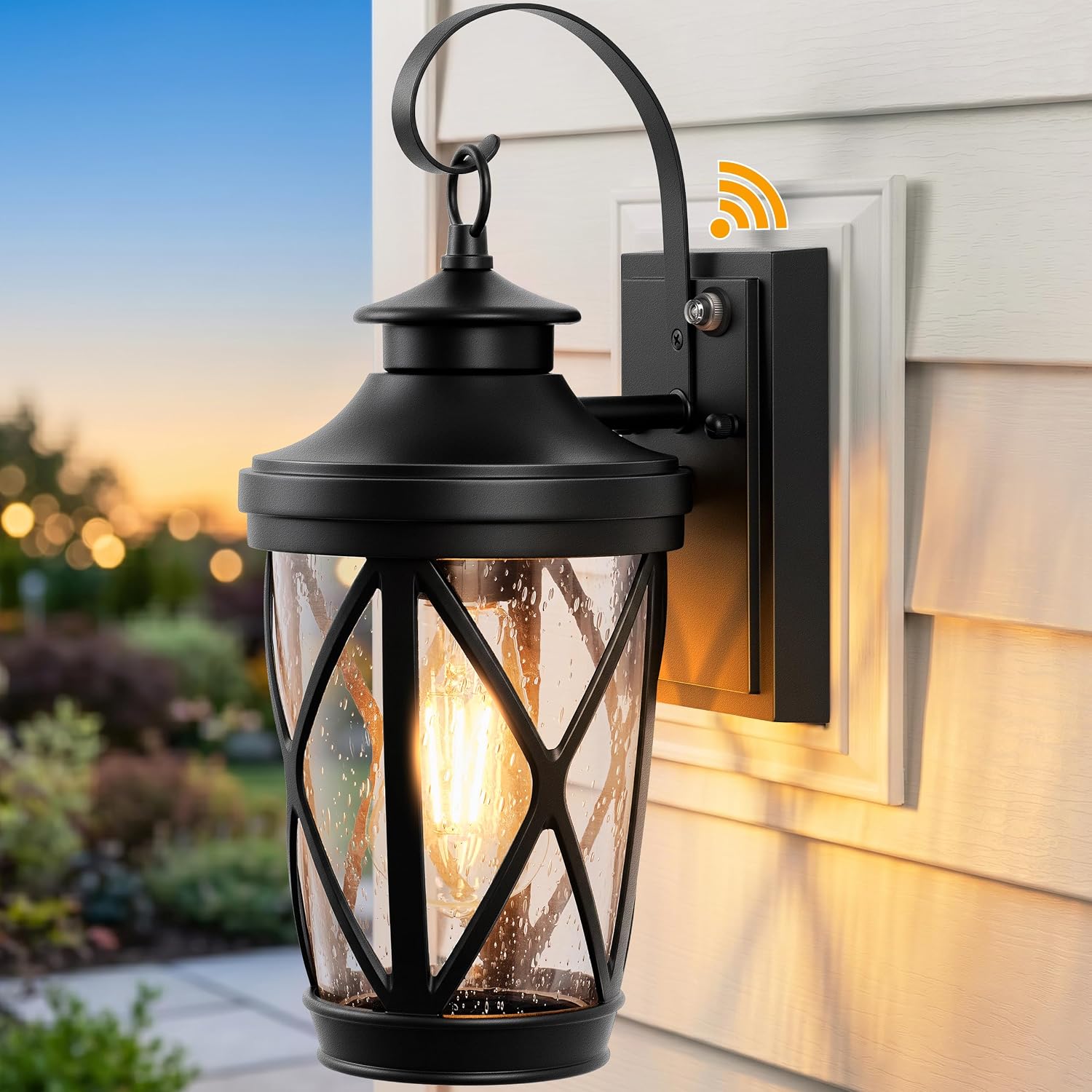 Detalle de VIANIS V81606 Dusk-to-Dawn Outdoor Wall Light, Black Aluminium, E26 Socket