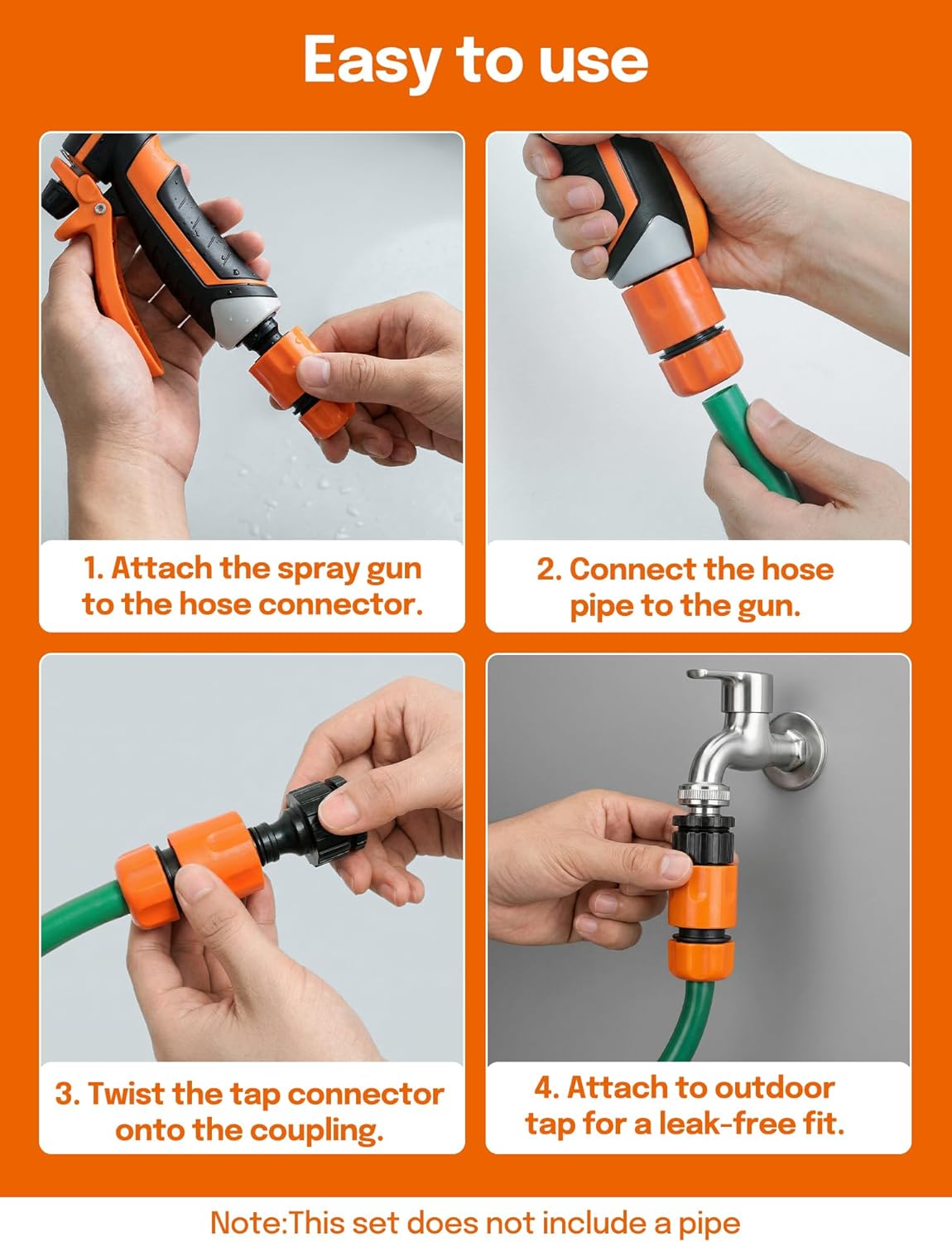 Detalle 2 de Hose Pipe Spray Gun for Garden: 10 Pattern Nozzle with Thumb Control, Anti-Slip & High Pressure