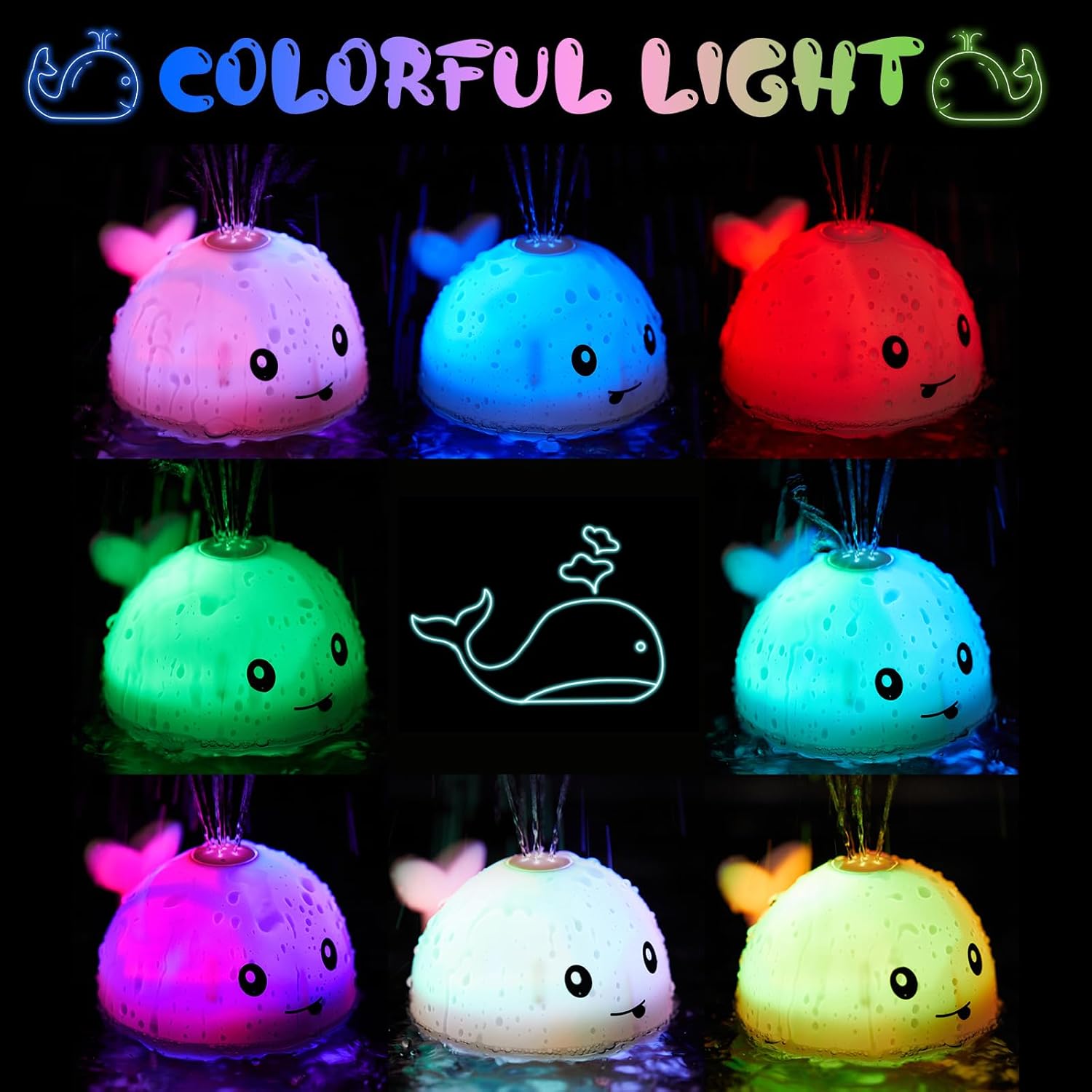 Thumbnail 1 de ANGGIKO Baby Bath Toys Light Up Whale 🐳