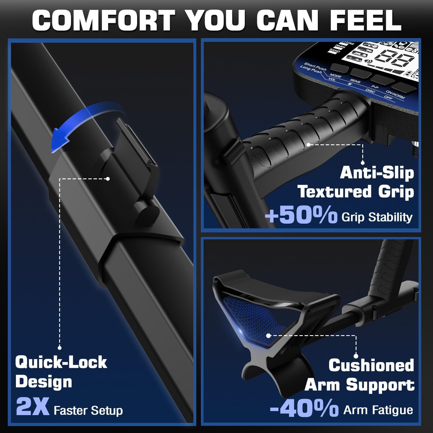 Thumbnail 2 de DR.ÖTEK XE AIR Metal Detector for Adults & Kids (Waterproof, Pinpoint & Terrain Modes, 6 Modes) in Blue