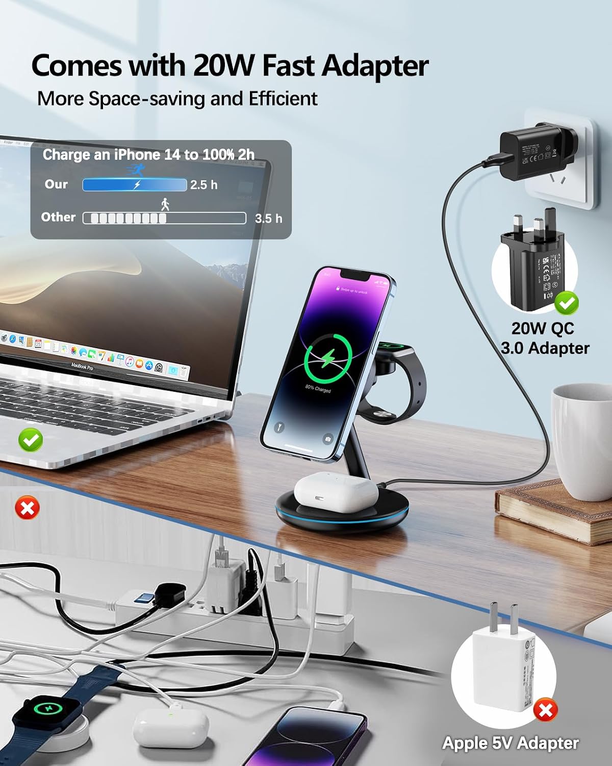 Thumbnail 5 de Magnetic Wireless Charger 3‑in‑1 18W stand