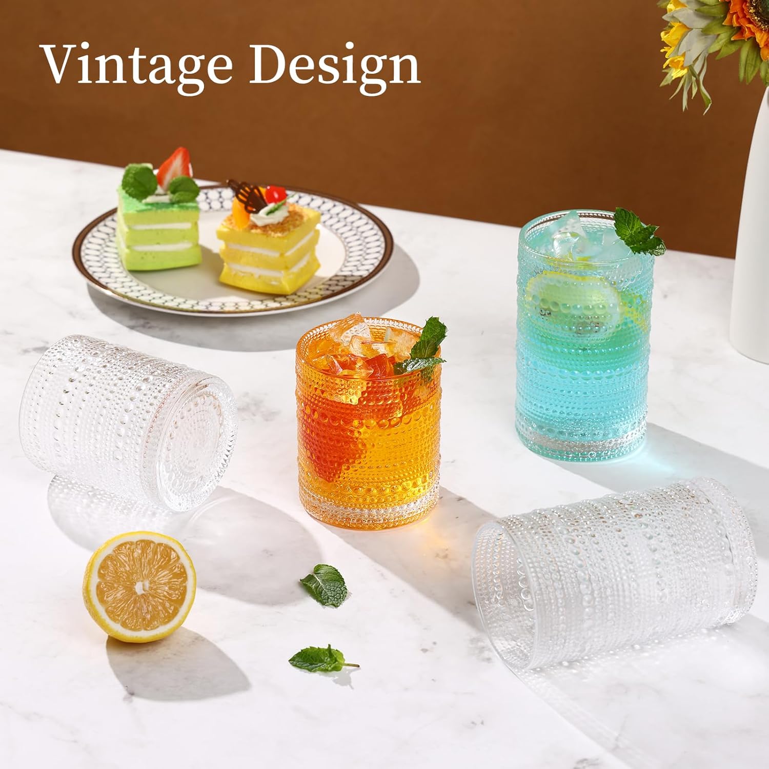 Thumbnail 4 de Moretoes Hobnail Glasses Set of 12 12 Oz