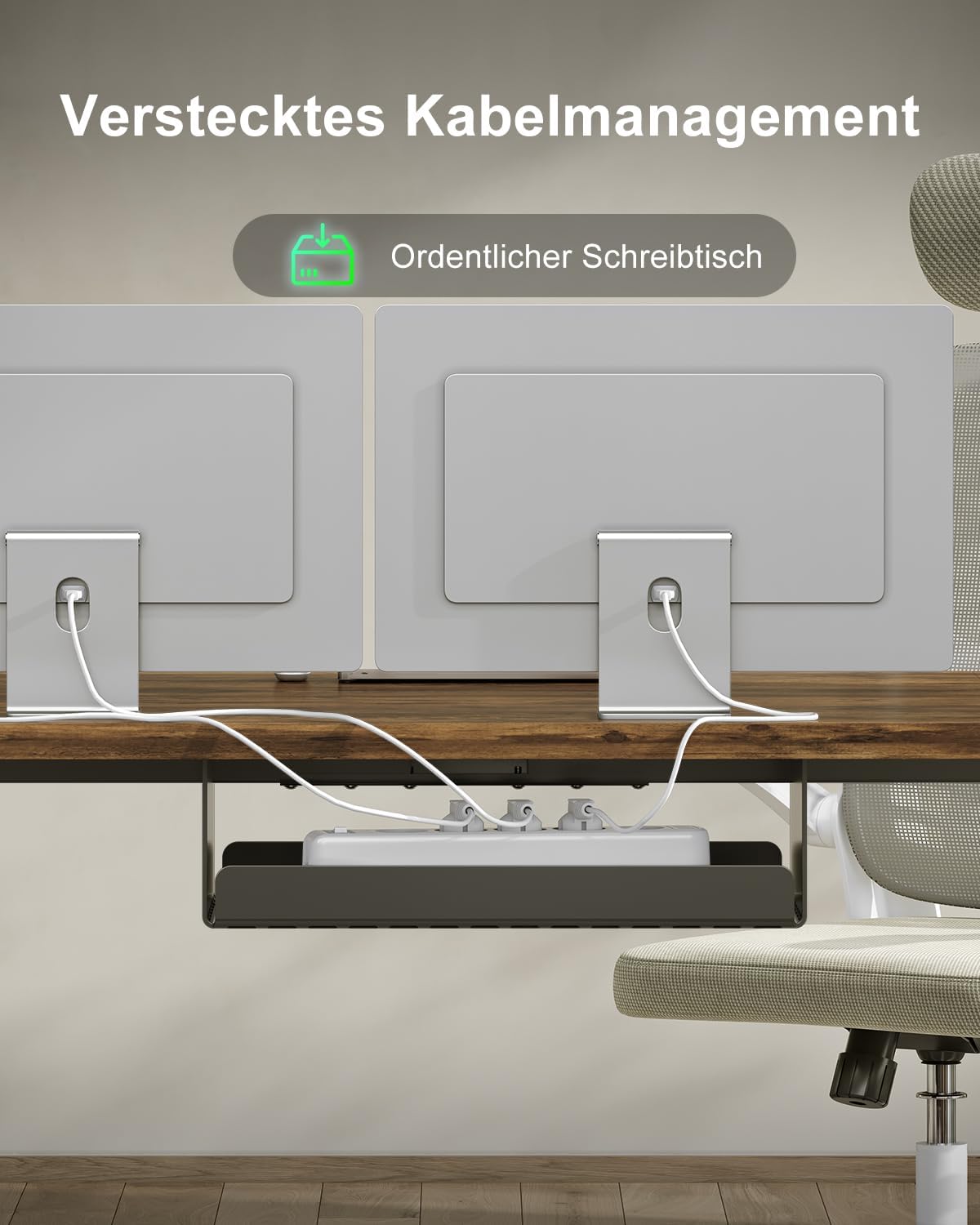 Thumbnail 5 de Devoko Höhenverstellbarer Schreibtisch 180×80 cm mit Typ-C Ladeanschluss – elektrisch höhenverstellbar, Vintage-Braun