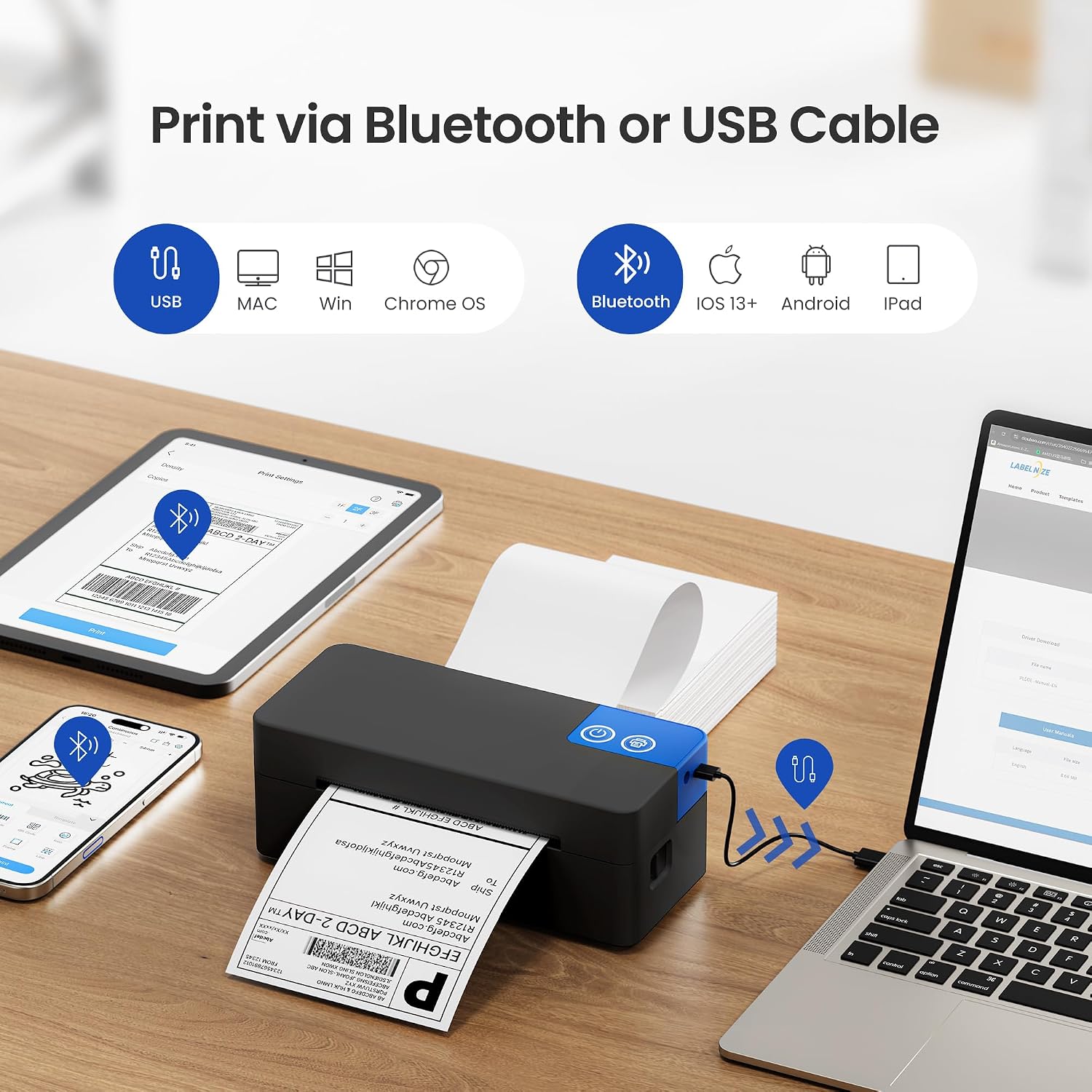 Thumbnail 1 de ETIKEZ Bluetooth Shipping Label Printer: 4x6 Thermal Printer for Business Parcels