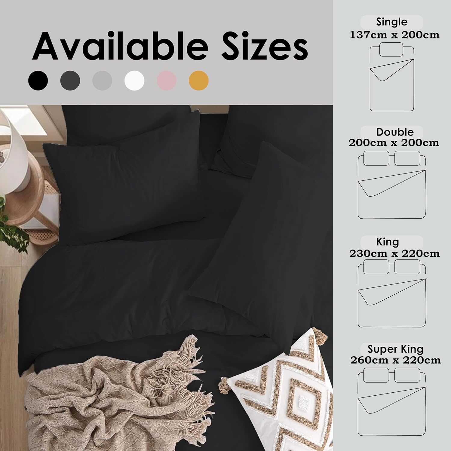 Thumbnail 6 de REHAN & CO Double Duvet Cover Set Black