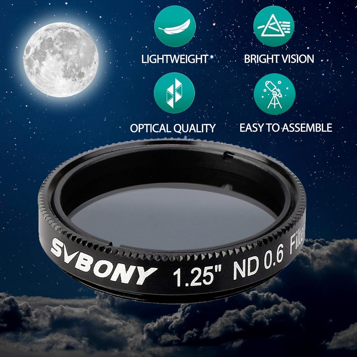 Thumbnail 1 de Svbony SV139 1,25" filtre lunaire 25% de transmission (filetage 1,25")