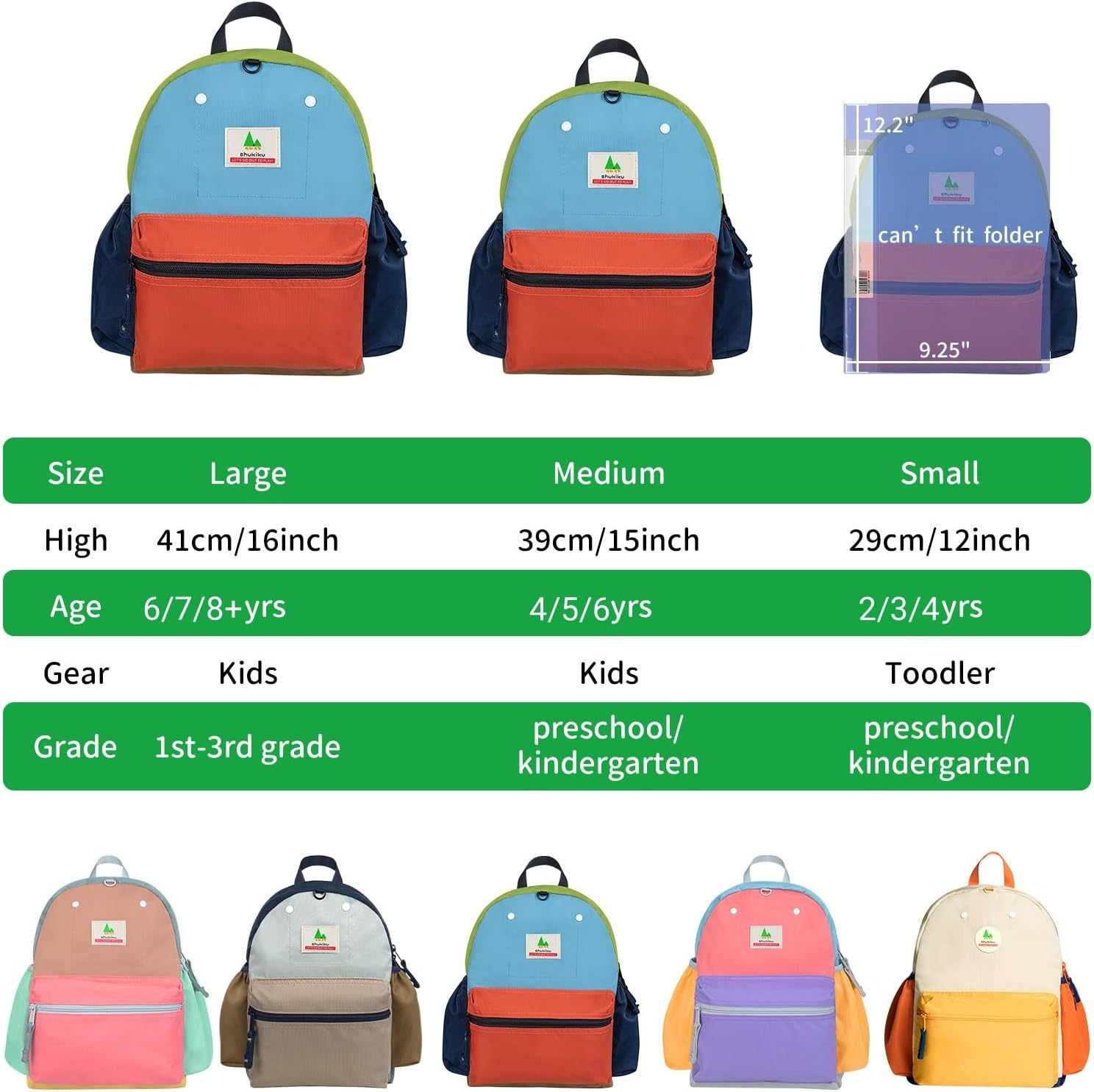 Thumbnail 2 de shukiku Toddler Backpack (kids school bag) – lightweight, water-resistant polyester for ages 2–10