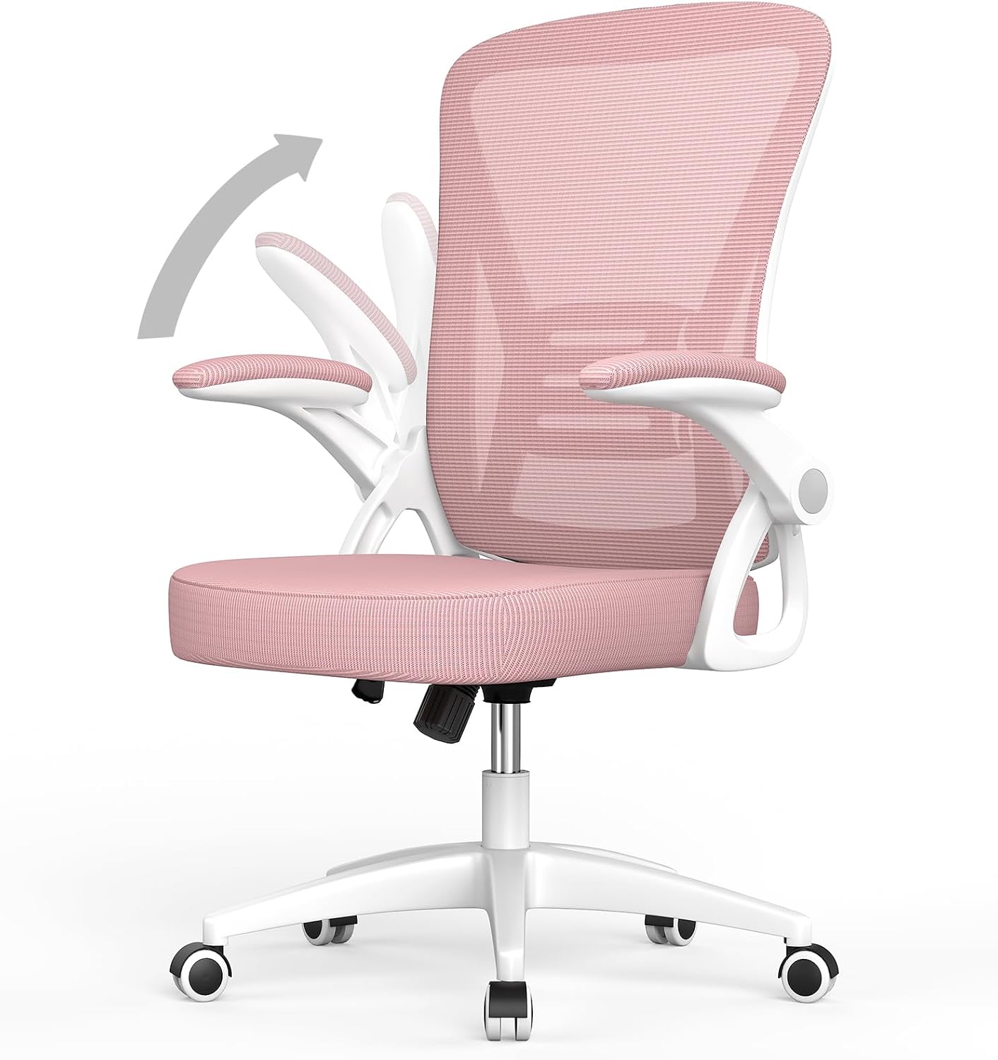 Detalle de naspaluro X24F00K226 Ergonomic Office Chair, Pink Mesh, Flip-up Arms