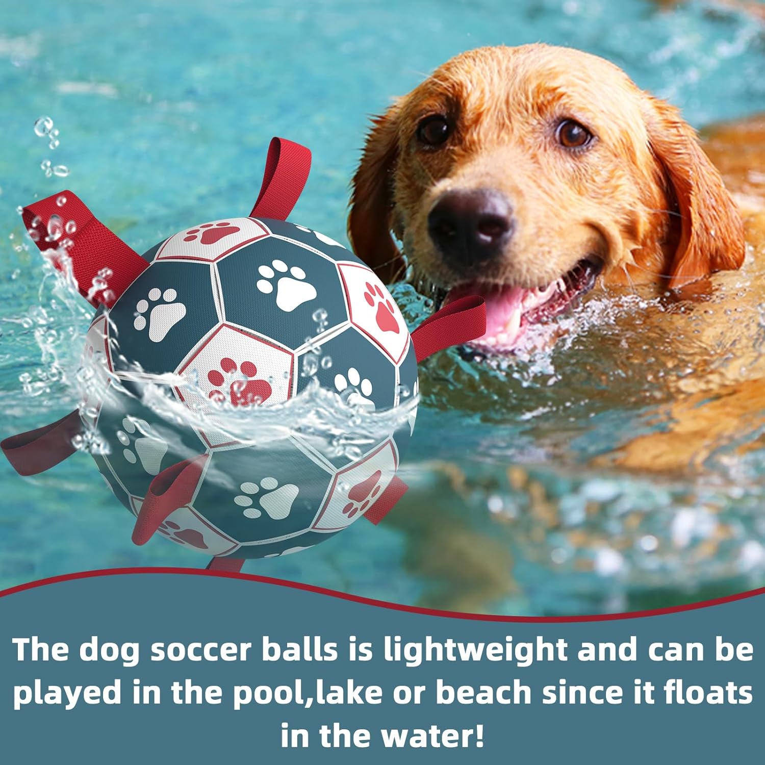 Detalle 2 de HETOO Dog Toys Extra Large Football with Straps (9 Inch) – Durable Interactive Tug & Fetch Toy for Large Dogs