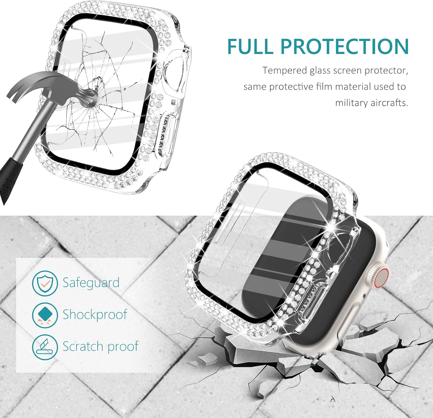 Thumbnail 5 de WINGLE Compatible Apple Watch 41mm (Series 7/8/9) Screen Protector Case with Tempered Glass – Rose Gold/Pink/Clear