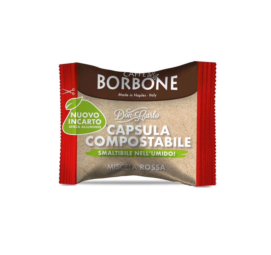 Detalle de Caffè Borbone Don Carlo kompostierbare Kapsel – Rote Mischung, 100 Kapseln, kompatibel mit Lavazza A Modo Mio Haushalts-Espressomaschinen