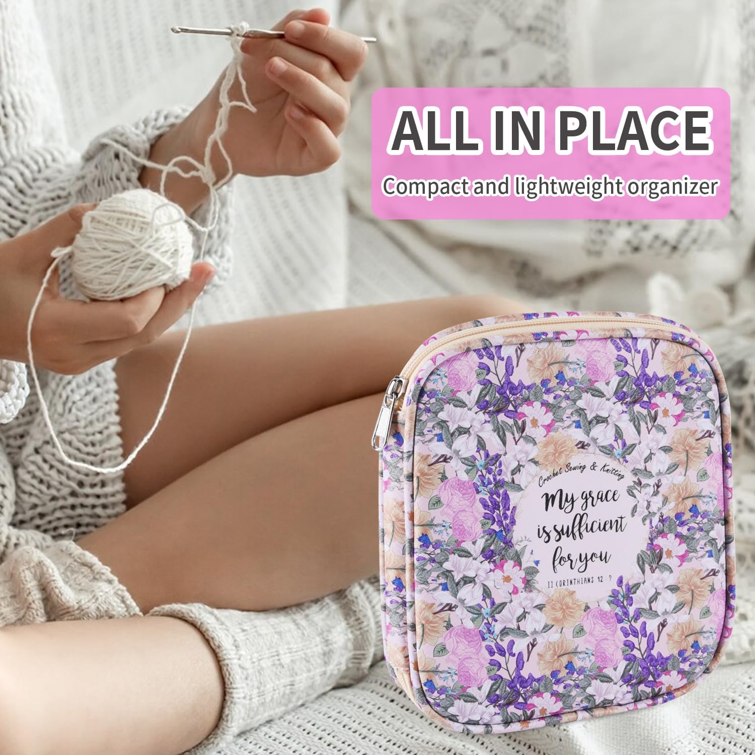 Thumbnail 3 de Crochet Hook Case, Pink Purple Flower